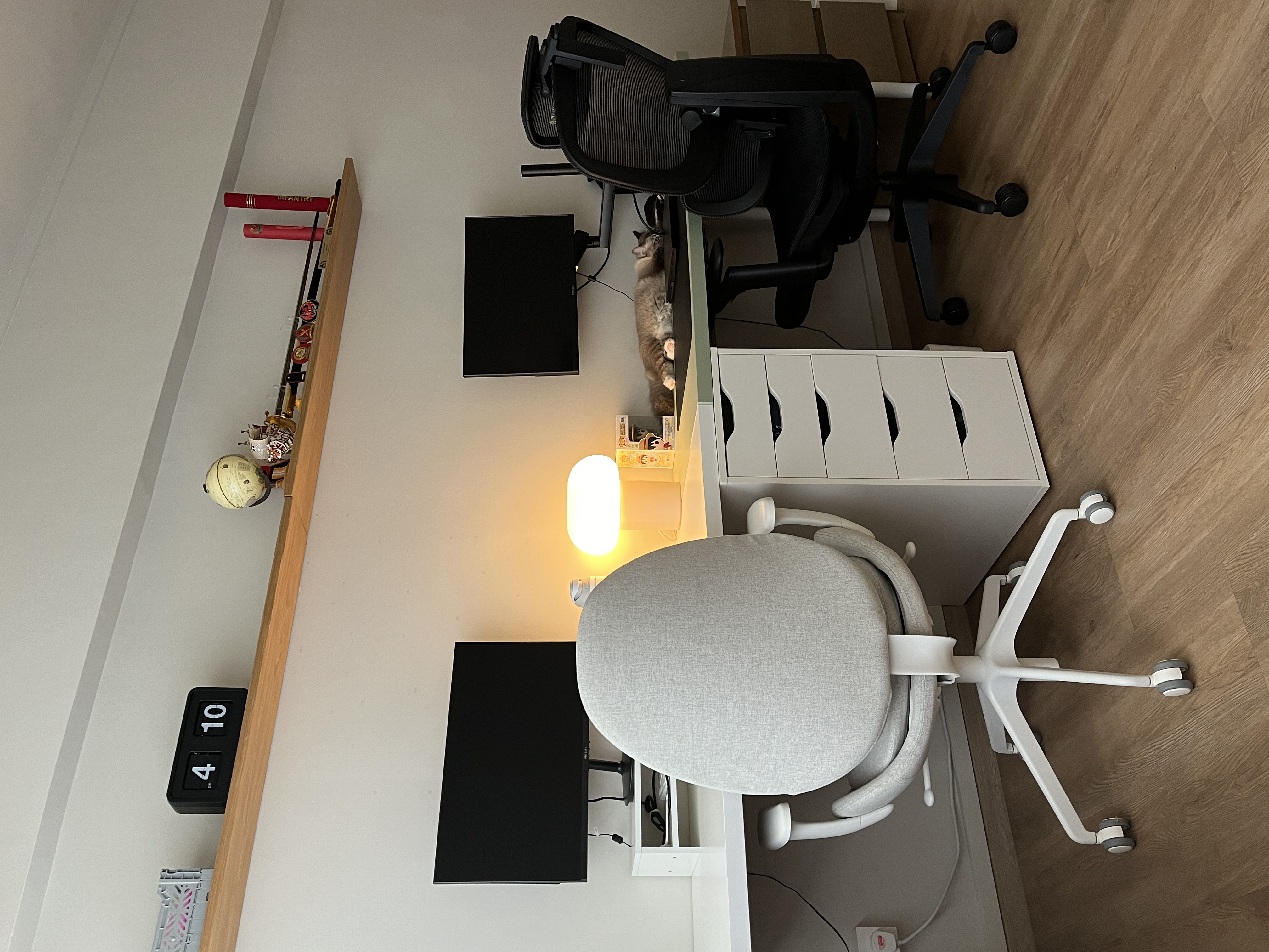 Multi-Functional Space: The Workspace Guest Room - desk, office chair, computer setup, black monitor, white desk drawer