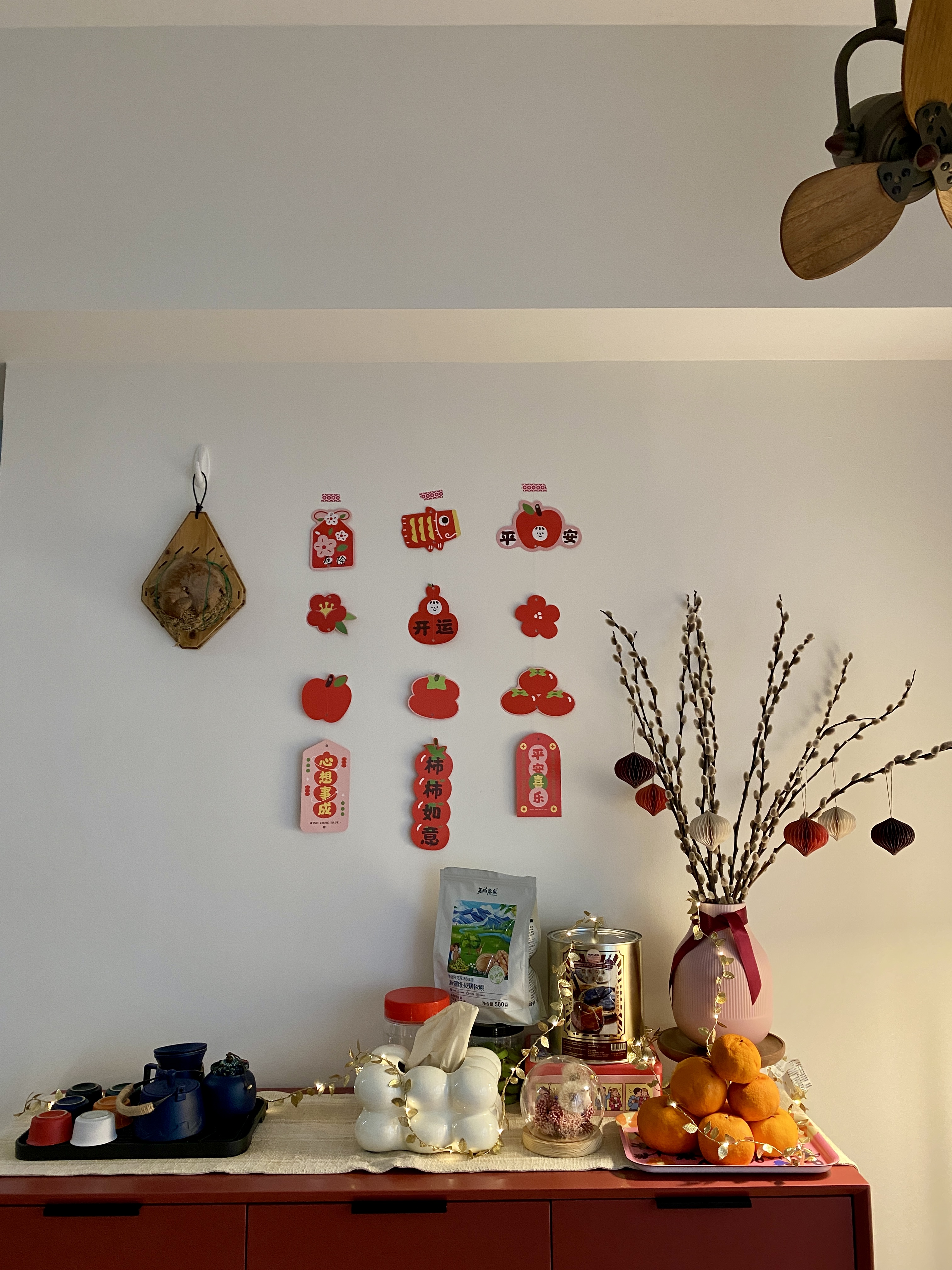 Hearty Meals, Warm Hearts: Our DIY Thrifted Dining Table  - vase with branches, decorative branches, branches with leaves