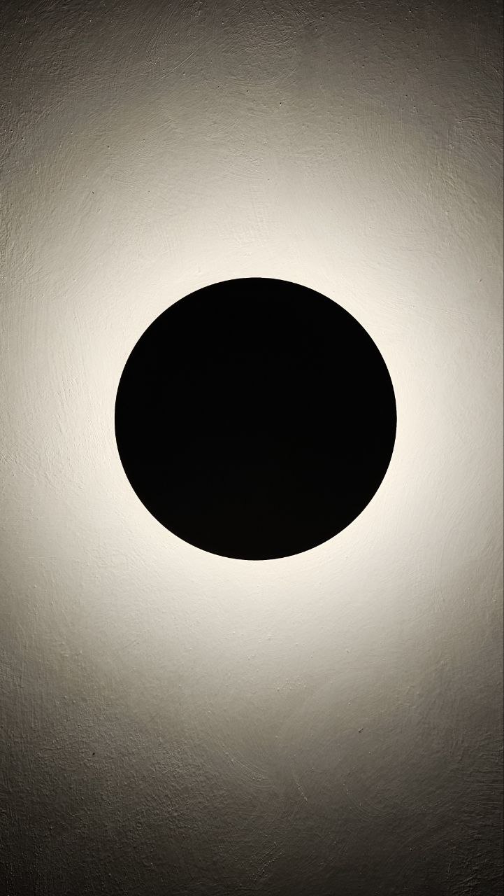 Simple Bedroom for us and the Sandman - Black circle on white background, Minimalistic art piece, High-contrast visual