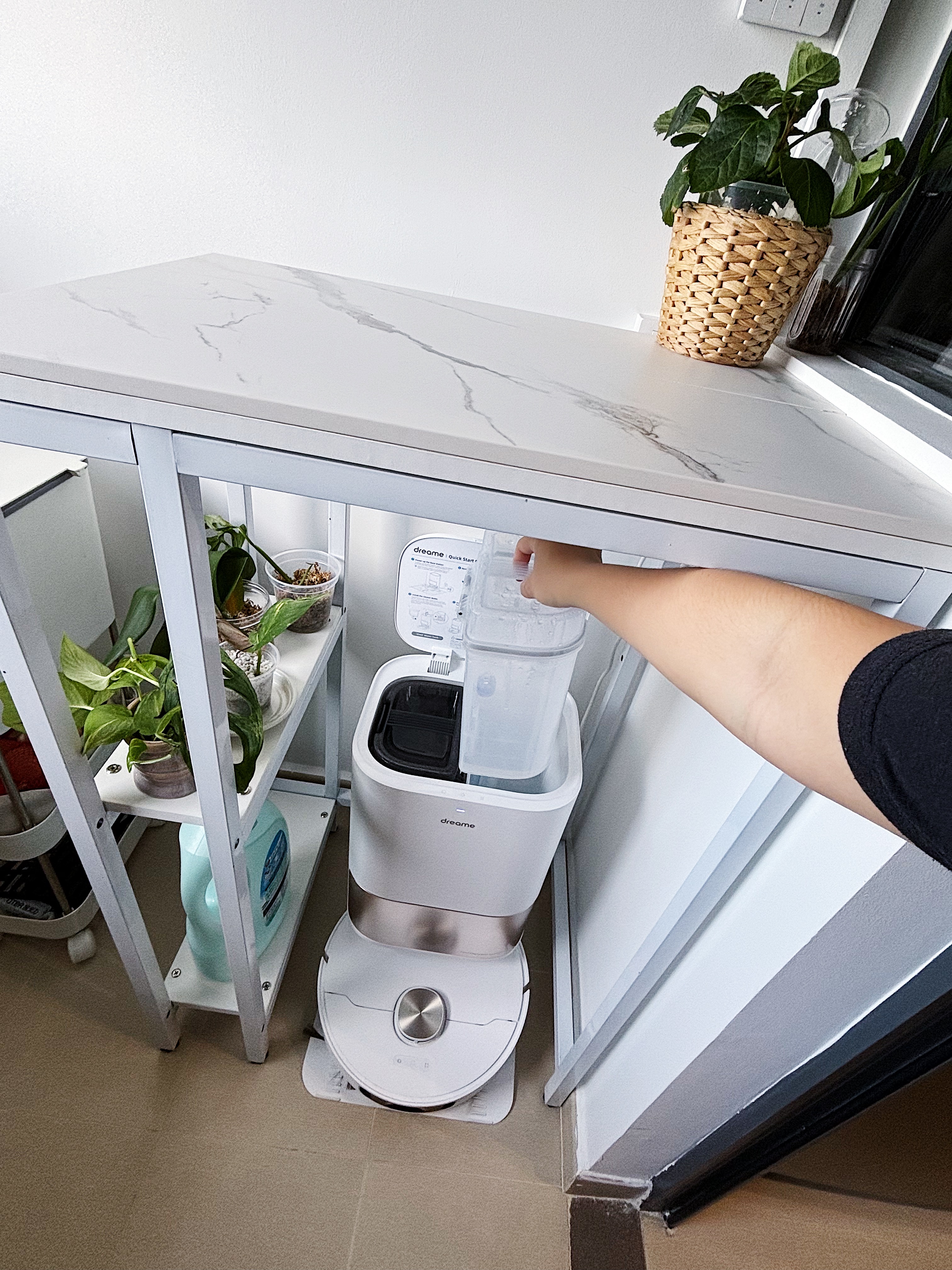 Our clean and organised service yard! - smart home device, kitchen countertop, plant care, water filtration, automatic water