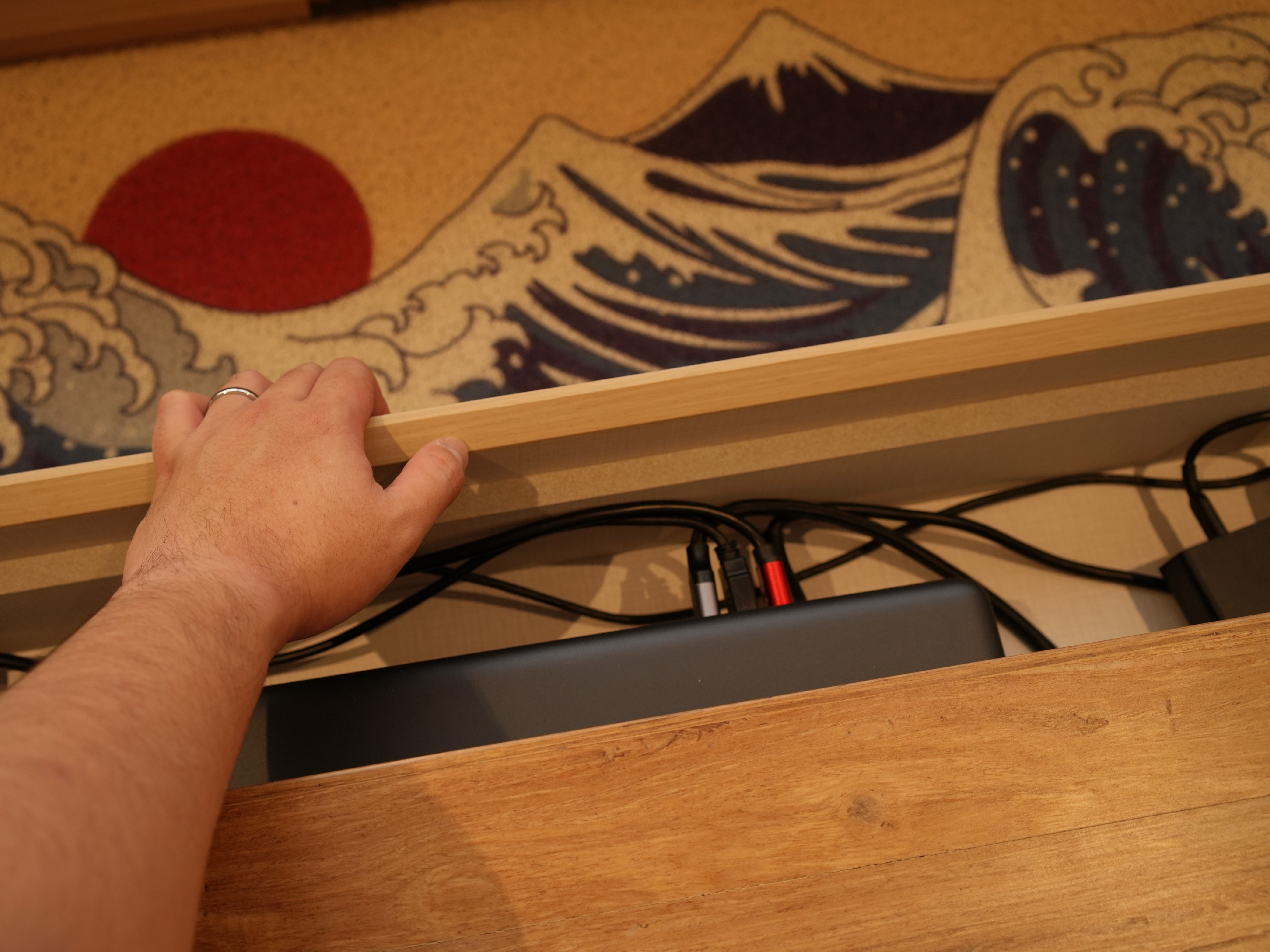 Our Living Room: Multi-Functional, Modern Japanese Versatility - wooden drawer, wooden surface, wooden drawer handle, wooden