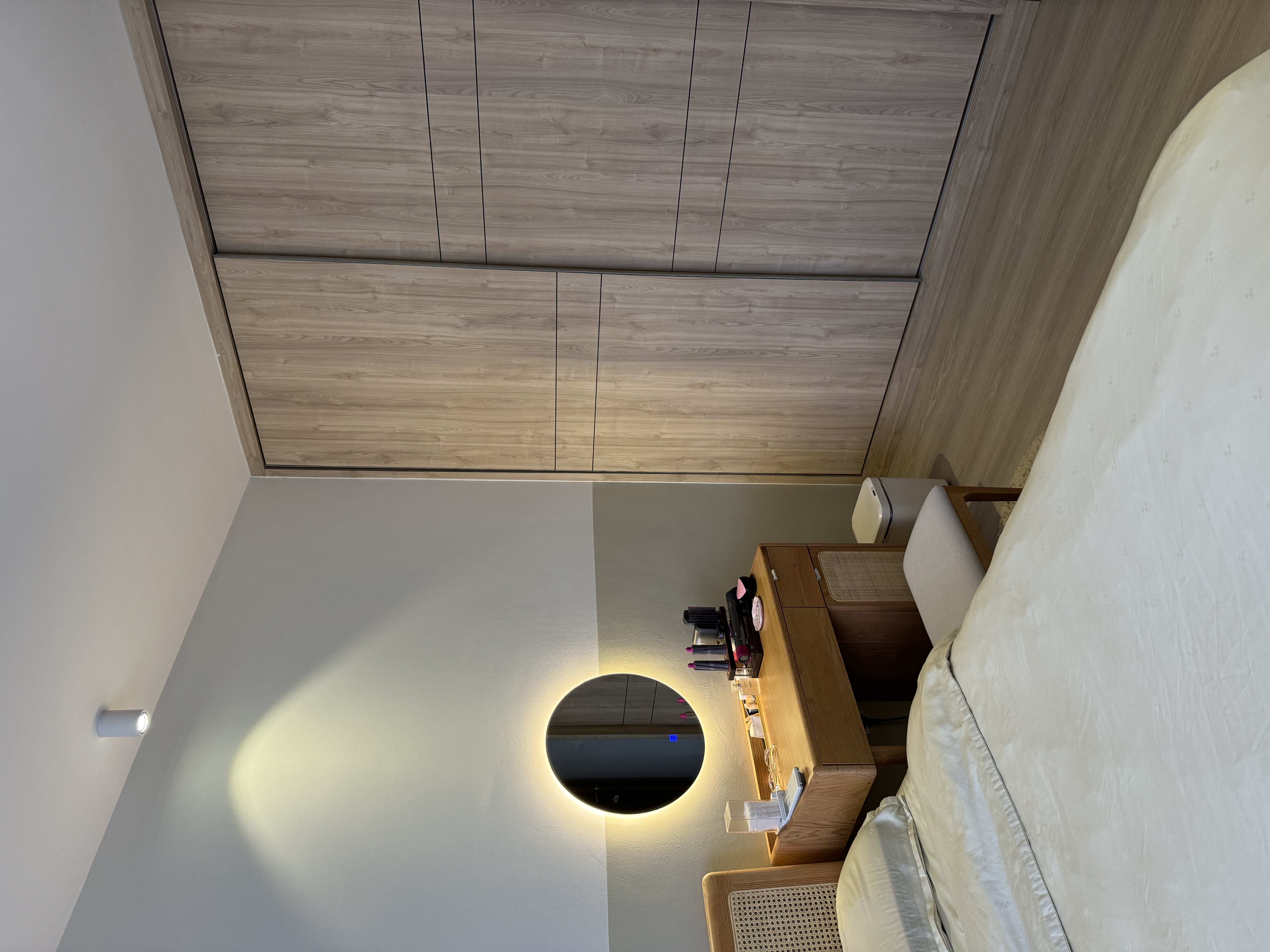 A Glimpse into Our Cozy Master Bedroom Sanctuary 🛏️🌙 - Wooden ceiling, modern bedroom, minimalist design, wooden paneling