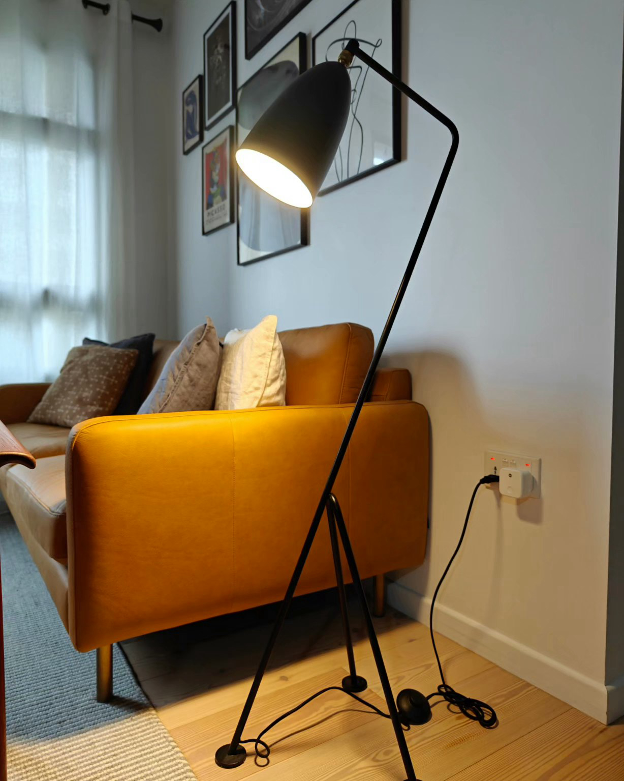 My Hyggelicious Living Room - Modern living room, cozy atmosphere, comfortable sofa, brown leather couch, decorative pillows