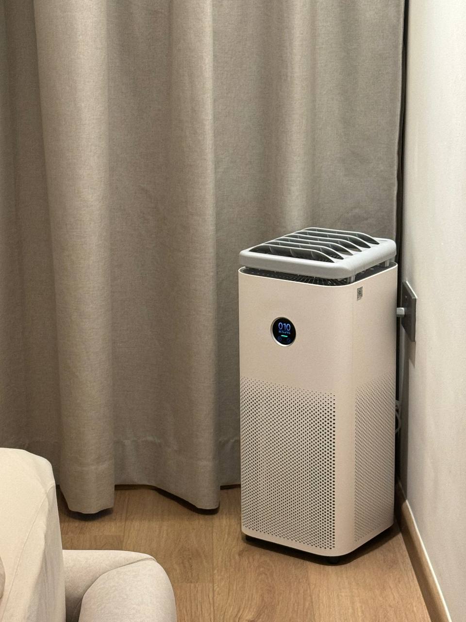 Our Bedroom: Designed for a good night sleep - Air conditioner unit, modern design, white color, digital display, ventilation