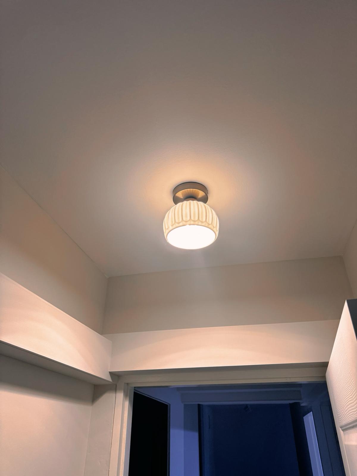 Our master bedroom: Clean and simple space to melt away stresses - ceiling light fixture, recessed lighting, soft glow