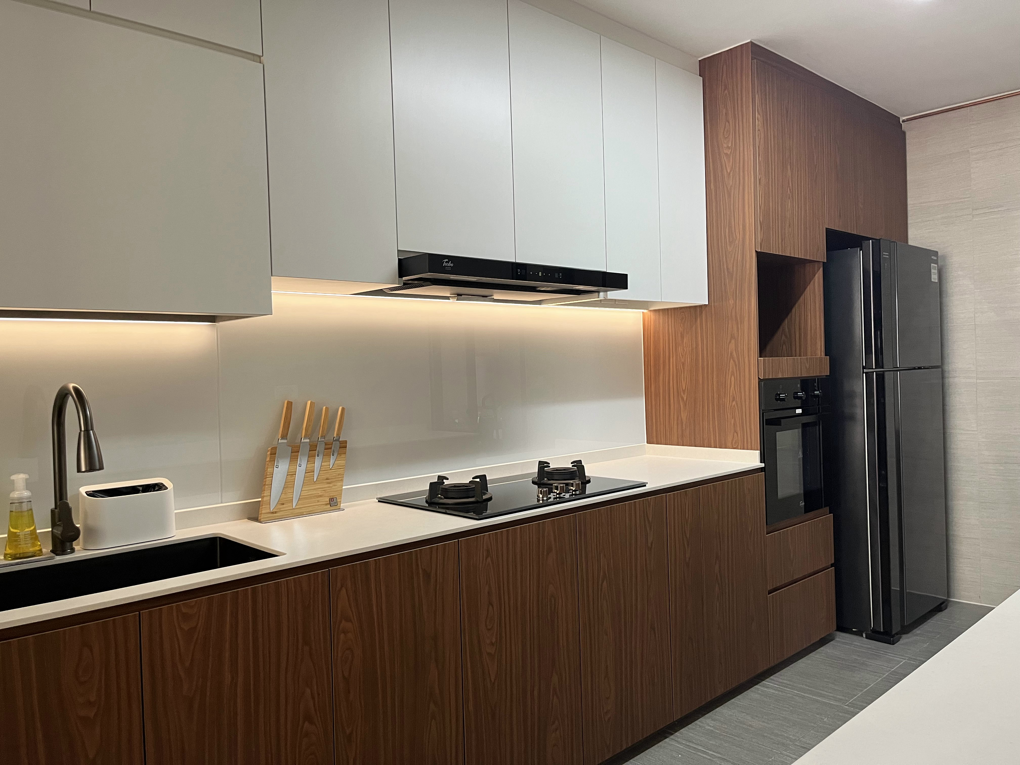 Welcome Home: A "Sand-sory" Escape - Wooden cabinets, modern kitchen, sleek design, contemporary kitchen, stainless steel