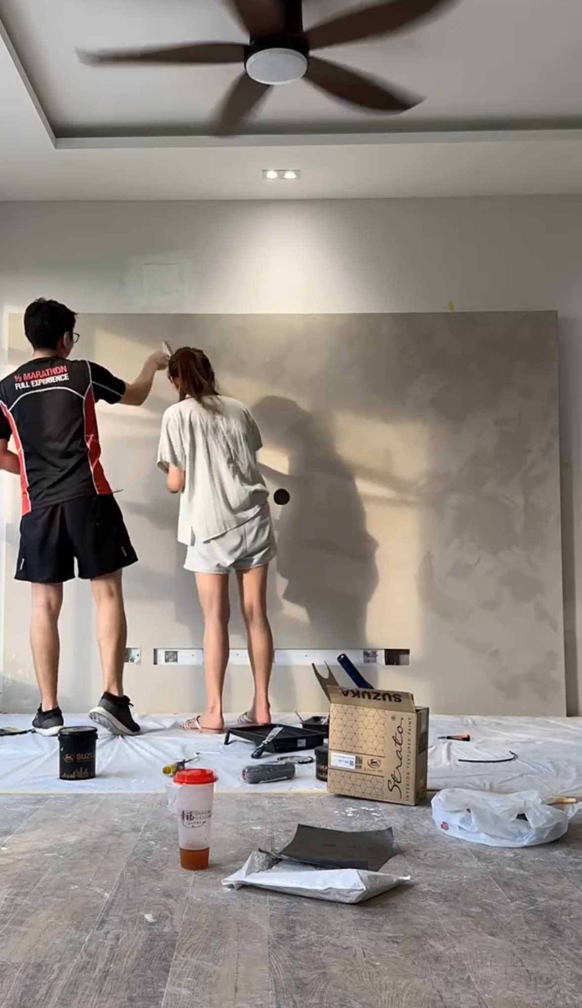 Our renovation journey as 2 "broke" newlyweds - ceiling fan, ceiling light, ceiling fan blades, ceiling fan blades spinning