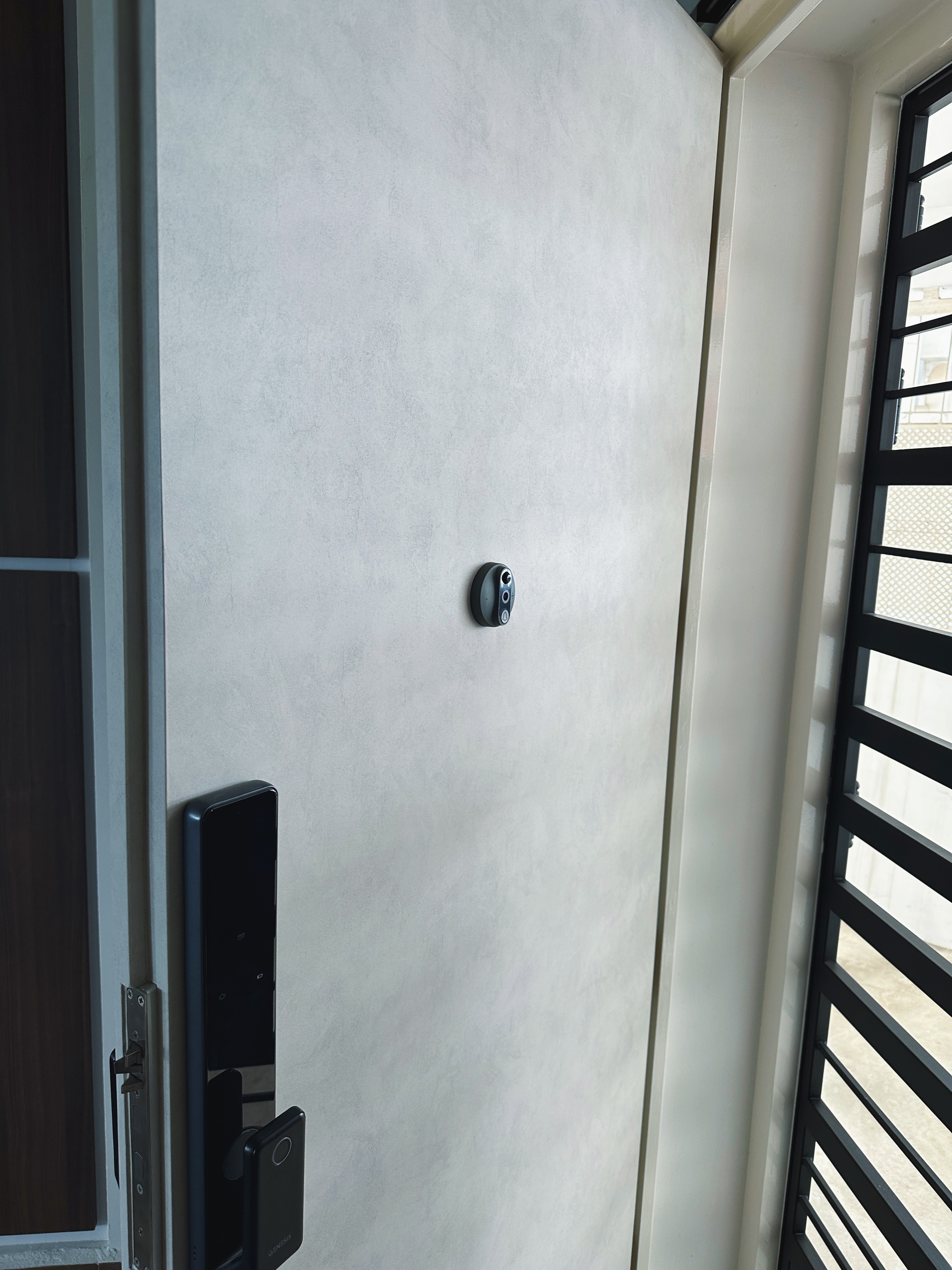 Our renovation journey as 2 "broke" newlyweds - Doorbell camera, smart doorbell, black and silver, modern design, indoor