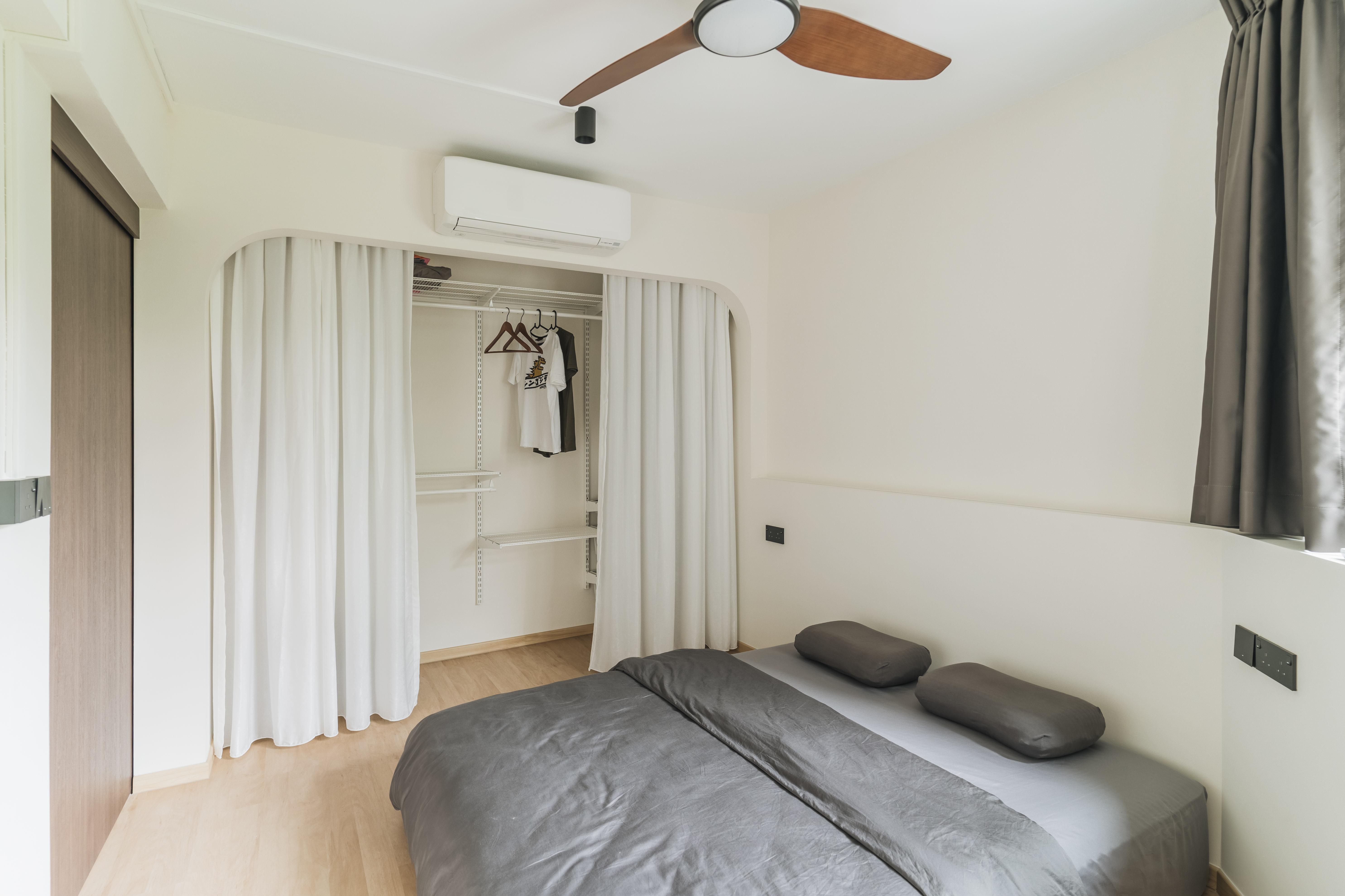 Welcome to our Serangoon Japandi-inspired 4-room haven! - Modern bedroom interior, minimalist design, neutral color palette