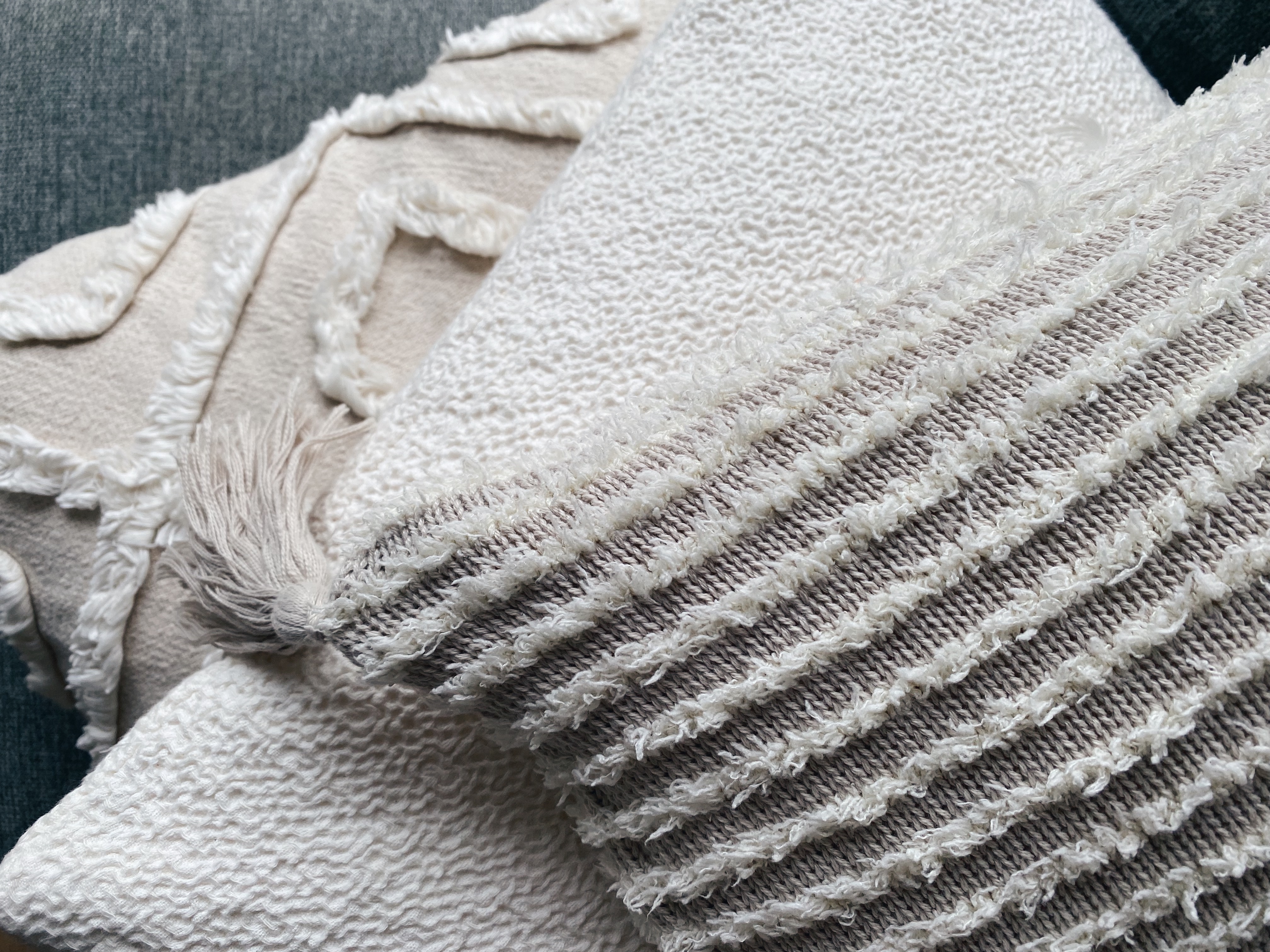 Our Family Friendly Haven: A Modern Farmhouse Living Room - Cream, beige, textured, fluffy, woven, ribbed, layered, soft