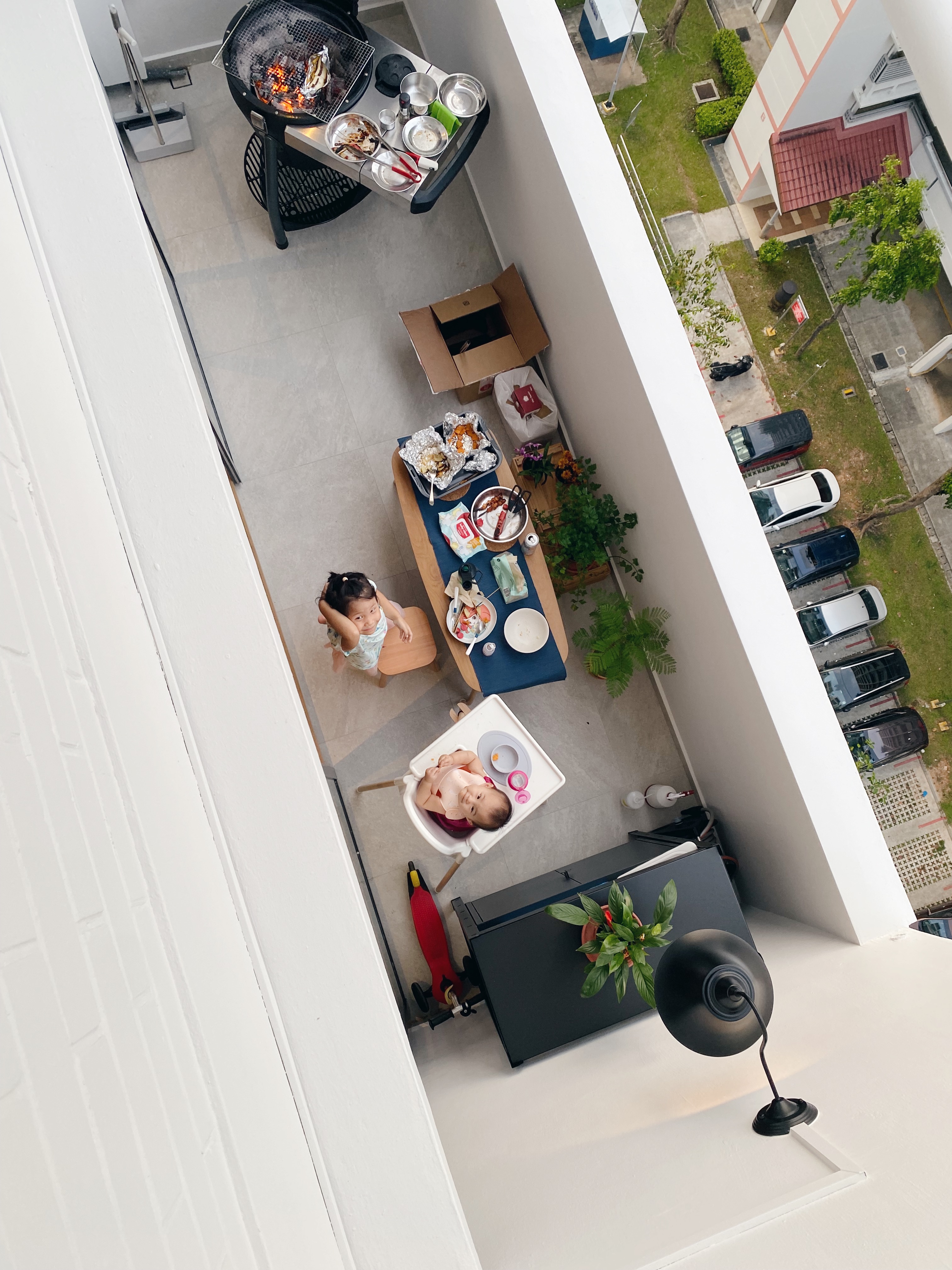 Our Balcony:🪴Little Space, Many Potential!☁️ - Balcony dining area, outdoor cooking setup, children's play area, dining