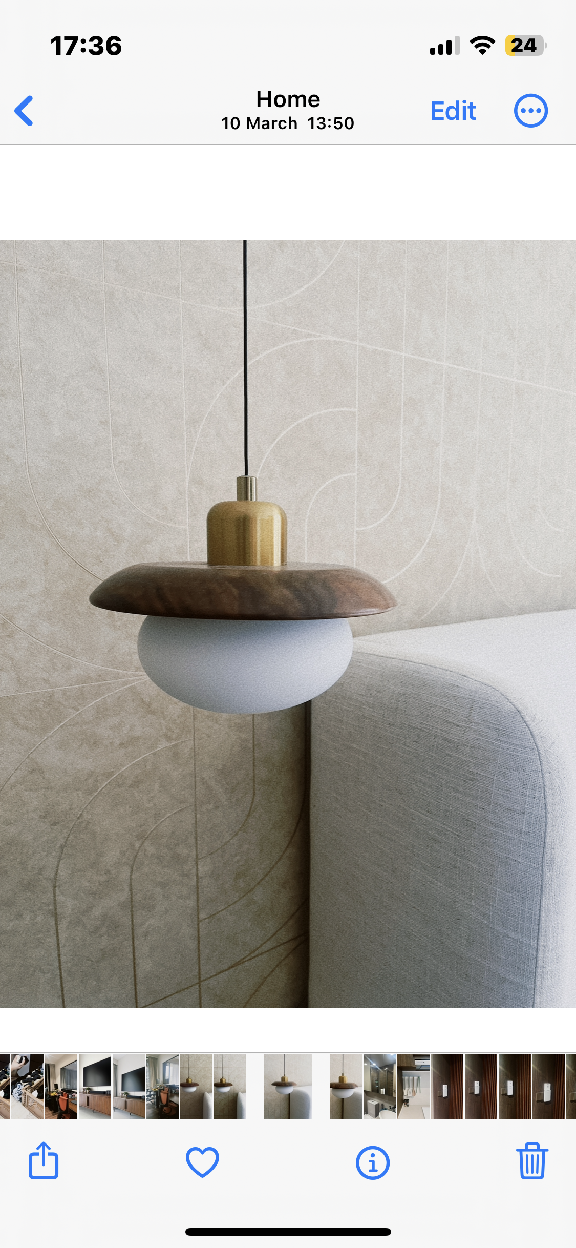 Keeping our bedroom warm and cozy! - Modern minimalist decor, Contemporary pendant light, Geometric wallpaper design, Neutral