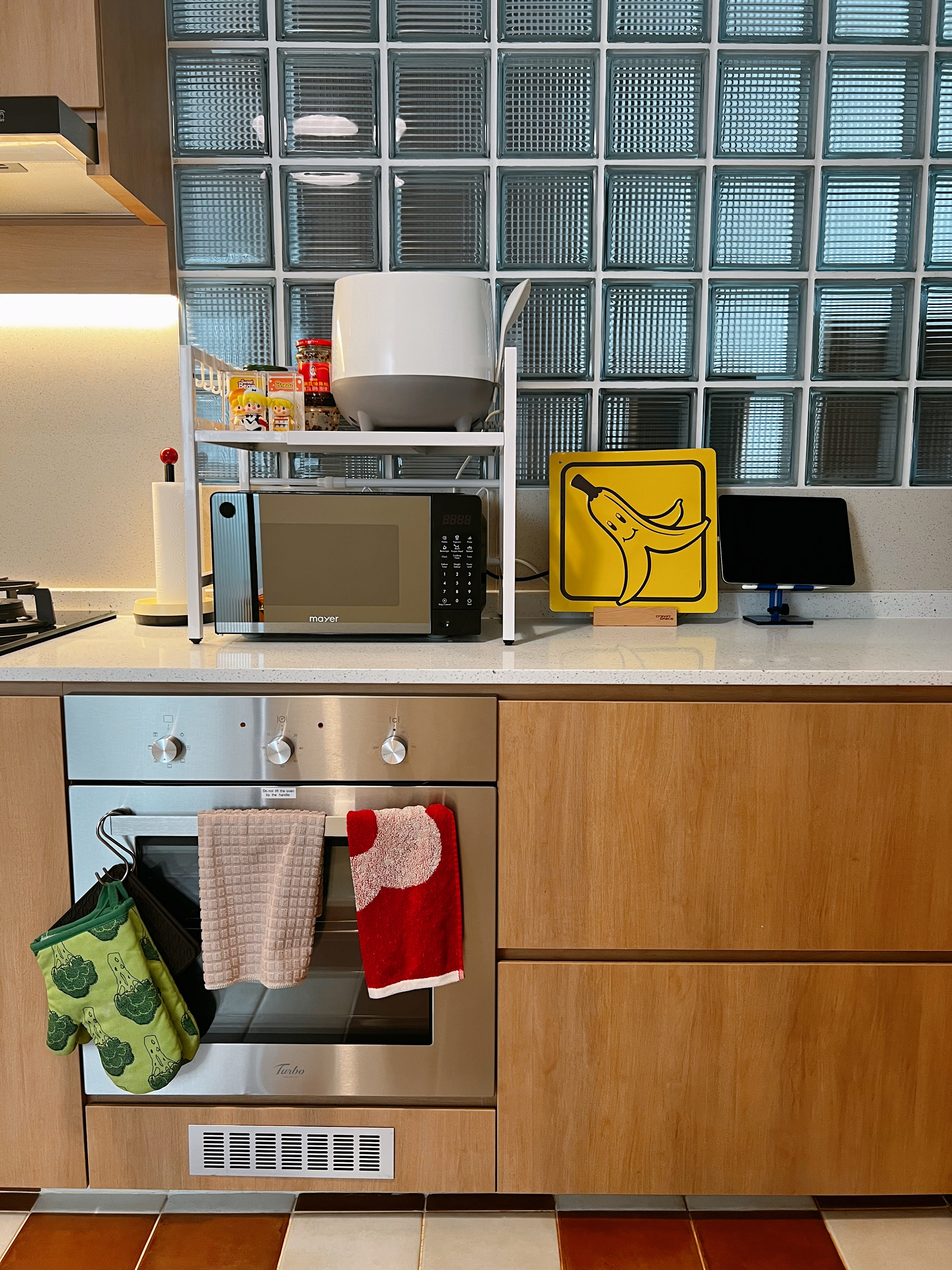 Crafting Our Open-Closed Culinary Station: The Kitchen - Kitchen countertop, modern appliances, microwave, toaster oven