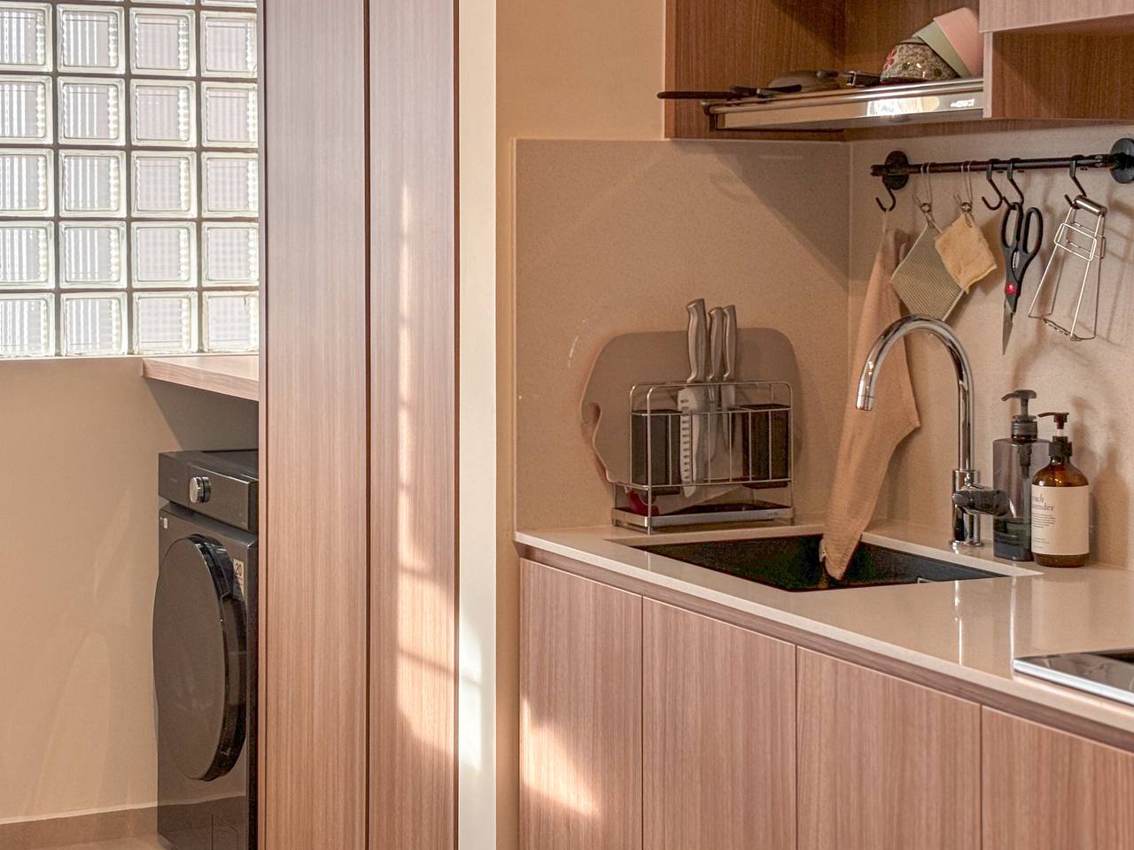 Our Favourite Part - The Kitchen! - Wooden cabinetry, modern design, kitchen island, stainless steel sink, under-counter