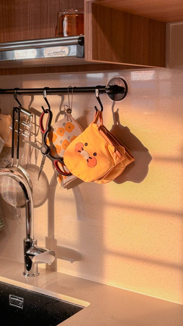 Our Favourite Part - The Kitchen! - kitchen sink, modern design, stainless steel faucet, orange apron, kitchen utensils