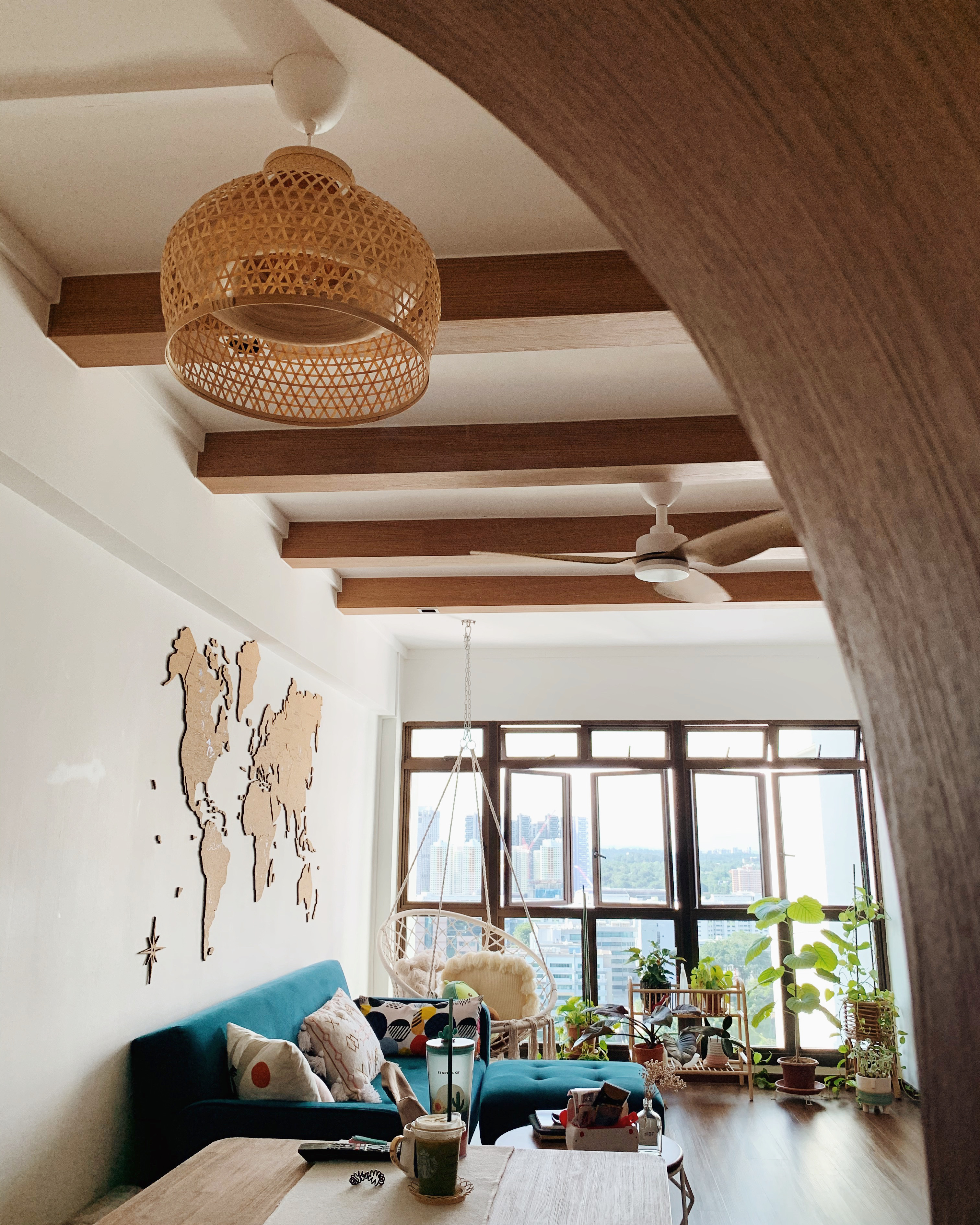 Self-designed-Farmhouse-Living-Room-with-Floor-to-Ceiling-Windows