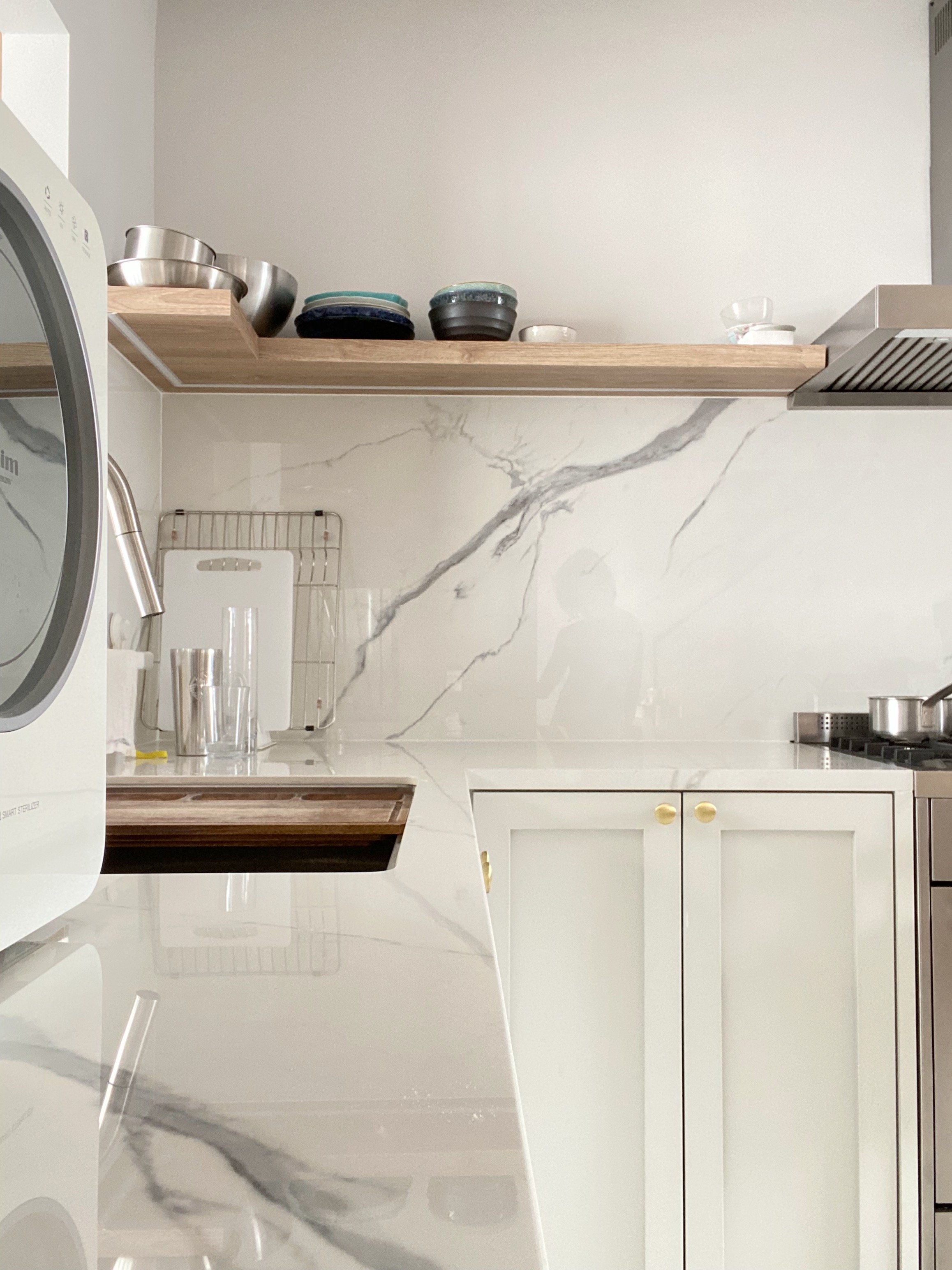 I love a white kitchen, it’s ruining my life, UNTIL ... - smart dishwasher, modern kitchen, white cabinets, marble