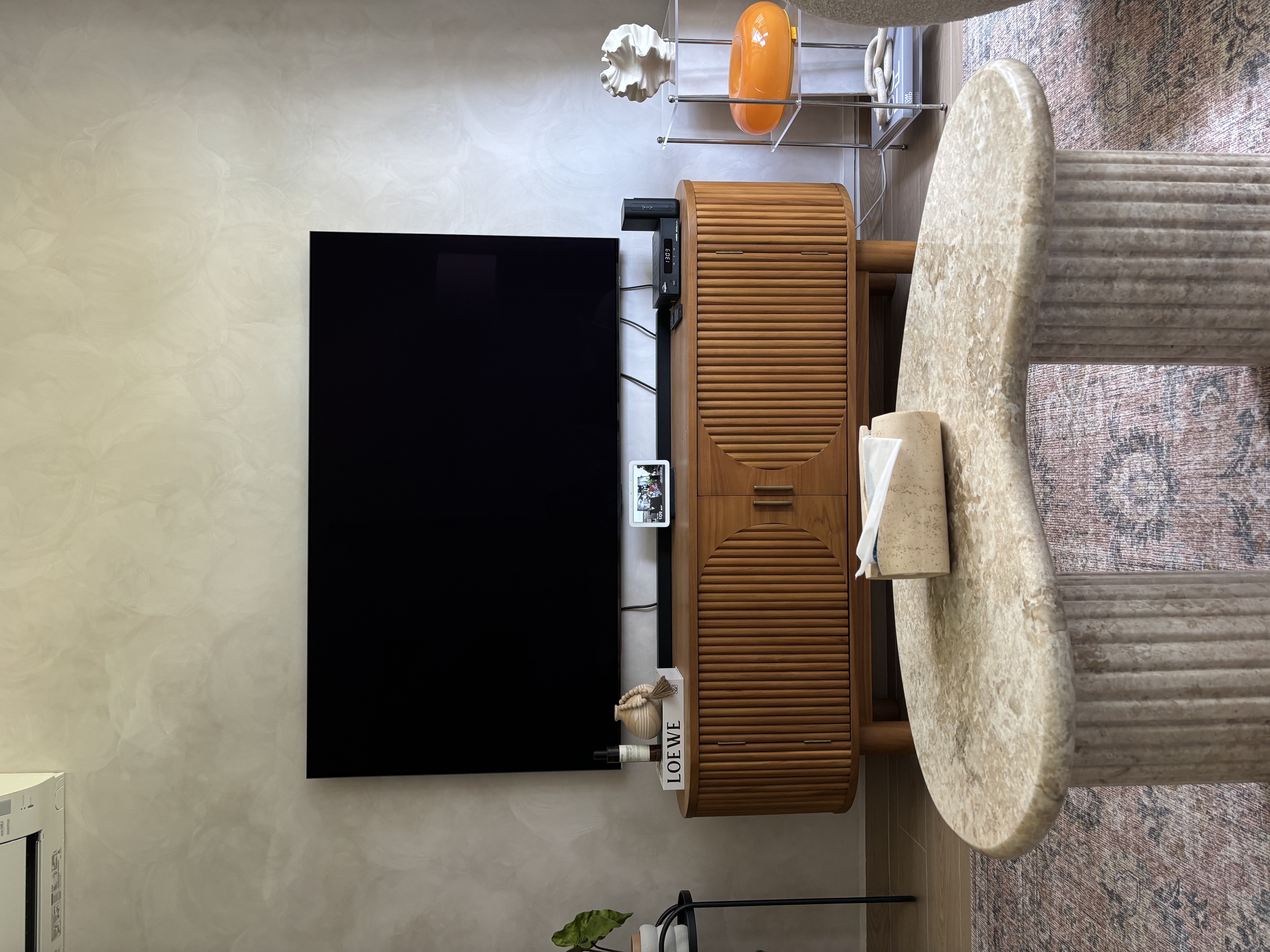 Our Simple & Cosy Living Room - Modern living room, minimalist design, contemporary decor, sleek furniture, wooden console