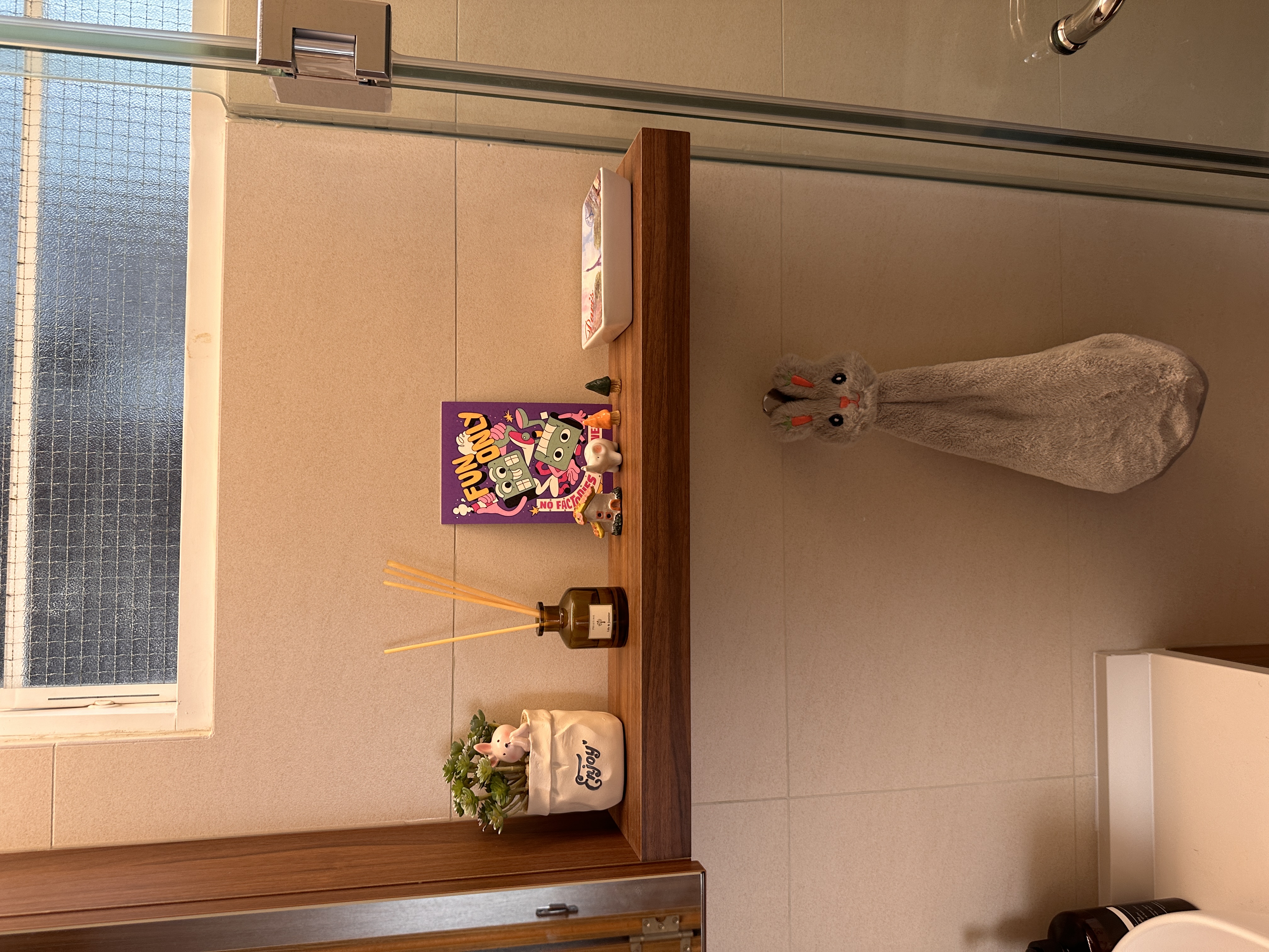 Our toilets - minimal yet functional, just the way we love! - Cute, cartoonish rabbit figure with carrot ears and eyes