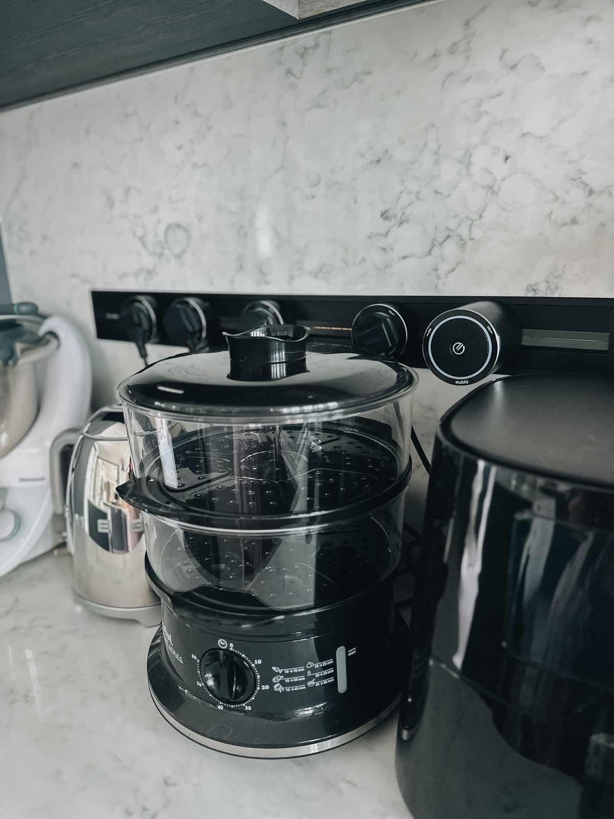 Kitchen Alchemy: The Magic of My Open-Closed Concept Kitchen - black kitchen appliance, marble countertop, modern kitchen
