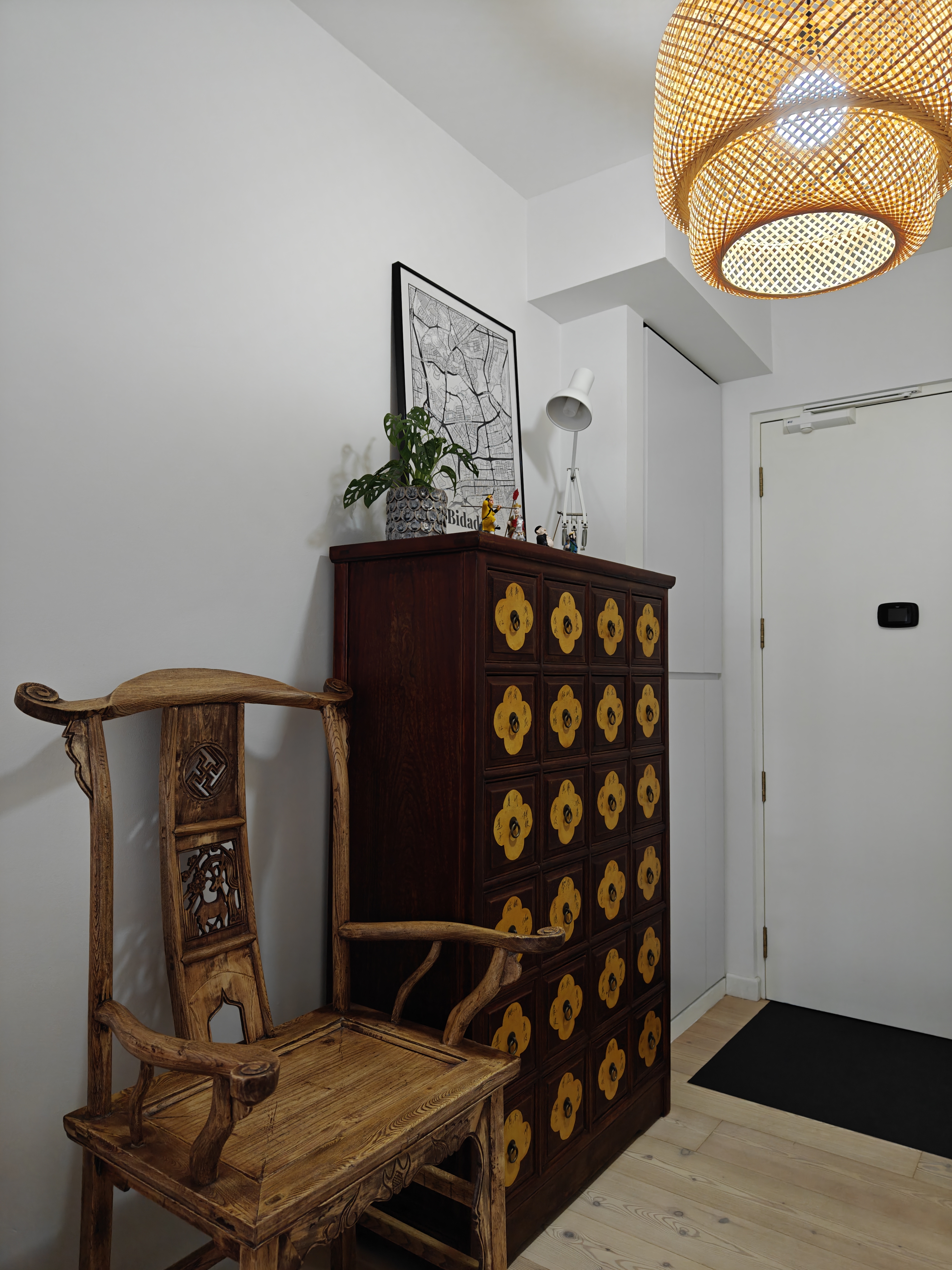 You Light Up My Life! - Wooden chair, rustic design, intricate carvings, natural wood finish, wooden legs, wooden armrests