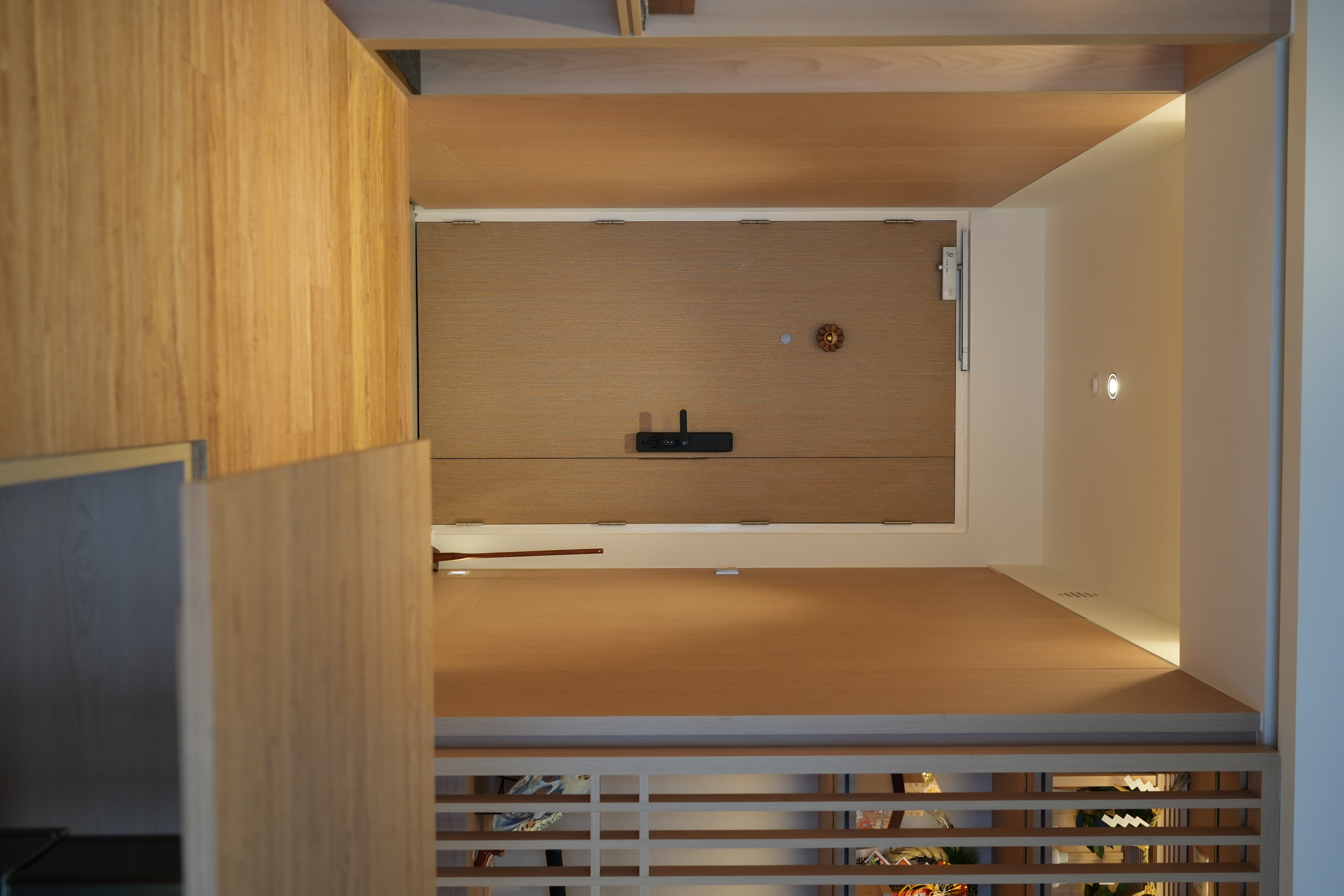Entryway: Putting the "Ta-da" in "Tadaima" with Mod-Trad Japan Vibes - Wooden interior, modern design, minimalist space, open