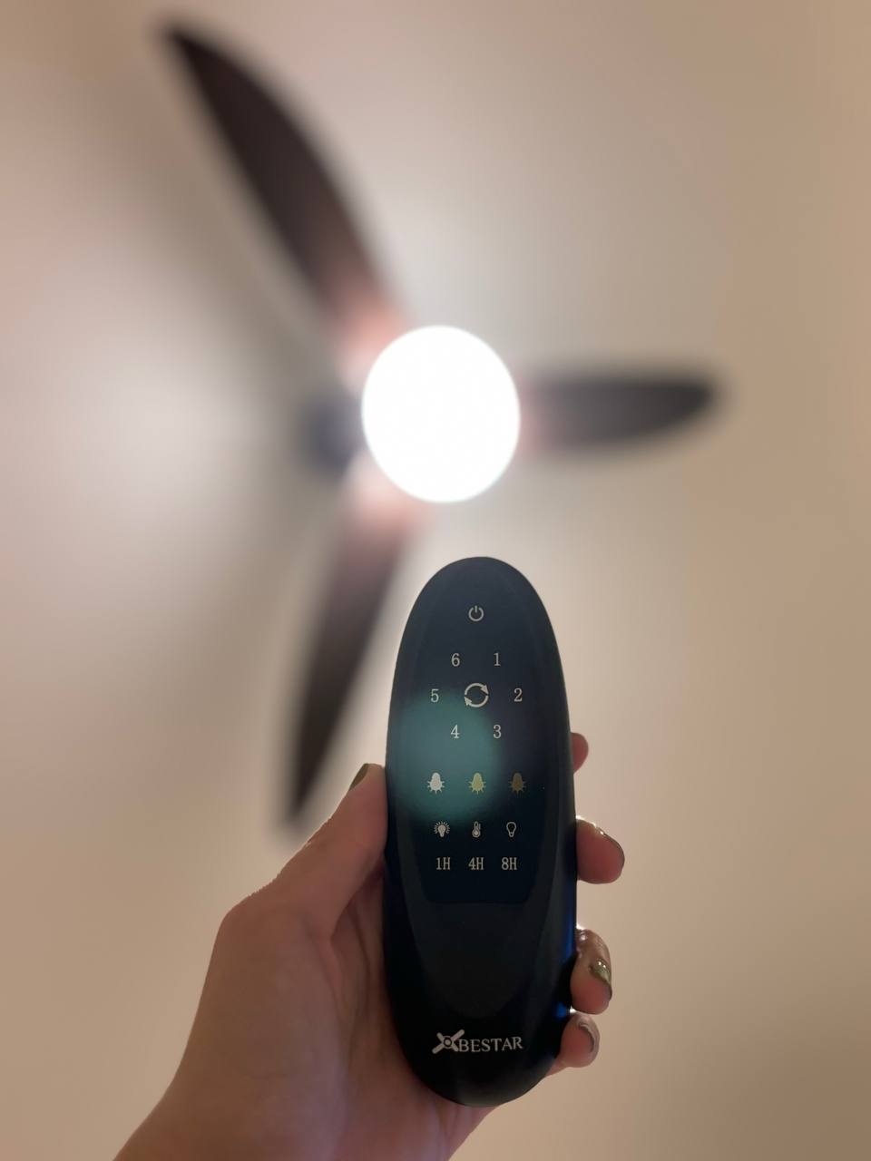 Good Lighting Makes Your House a Home  - Digital ceiling fan control panel, Black remote control with illuminated buttons