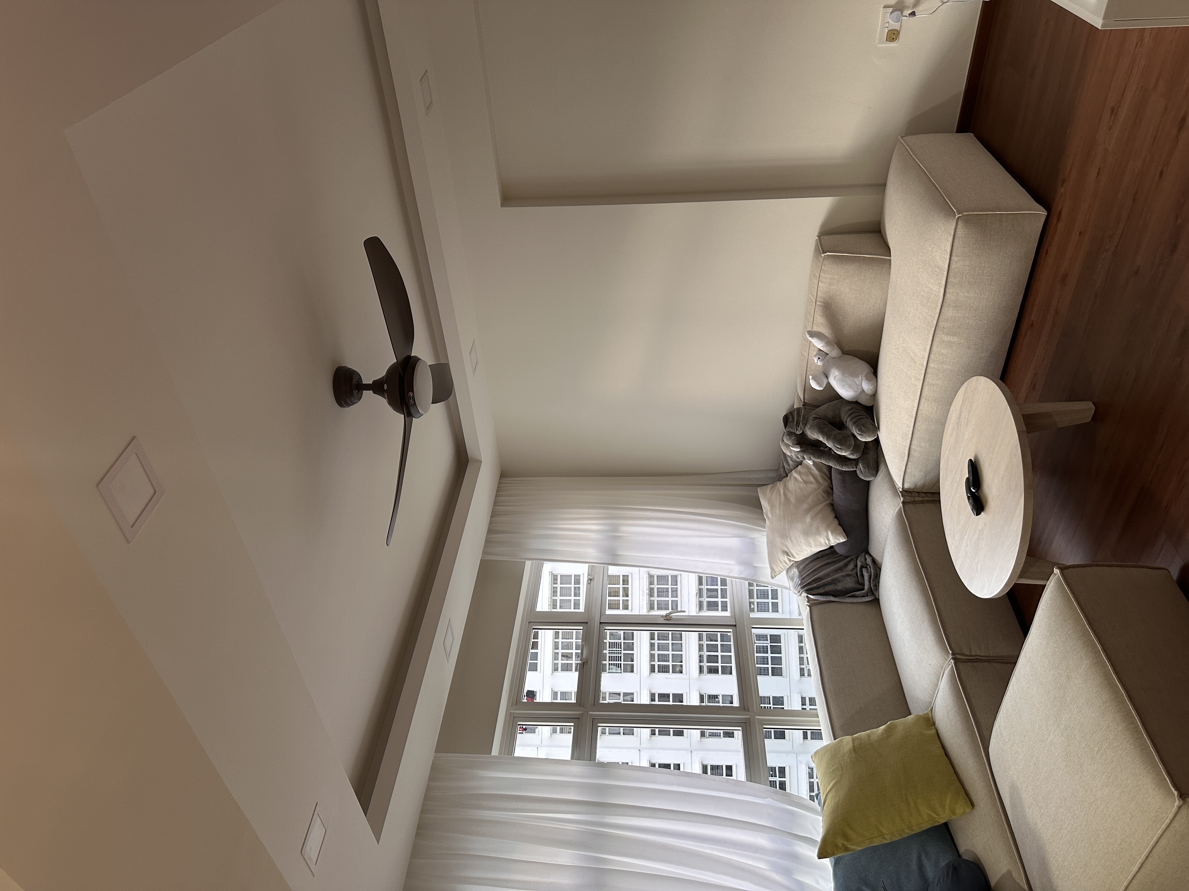 Before and after home transformation!!  - Modern living room, minimalist design, neutral color palette, large window, natural