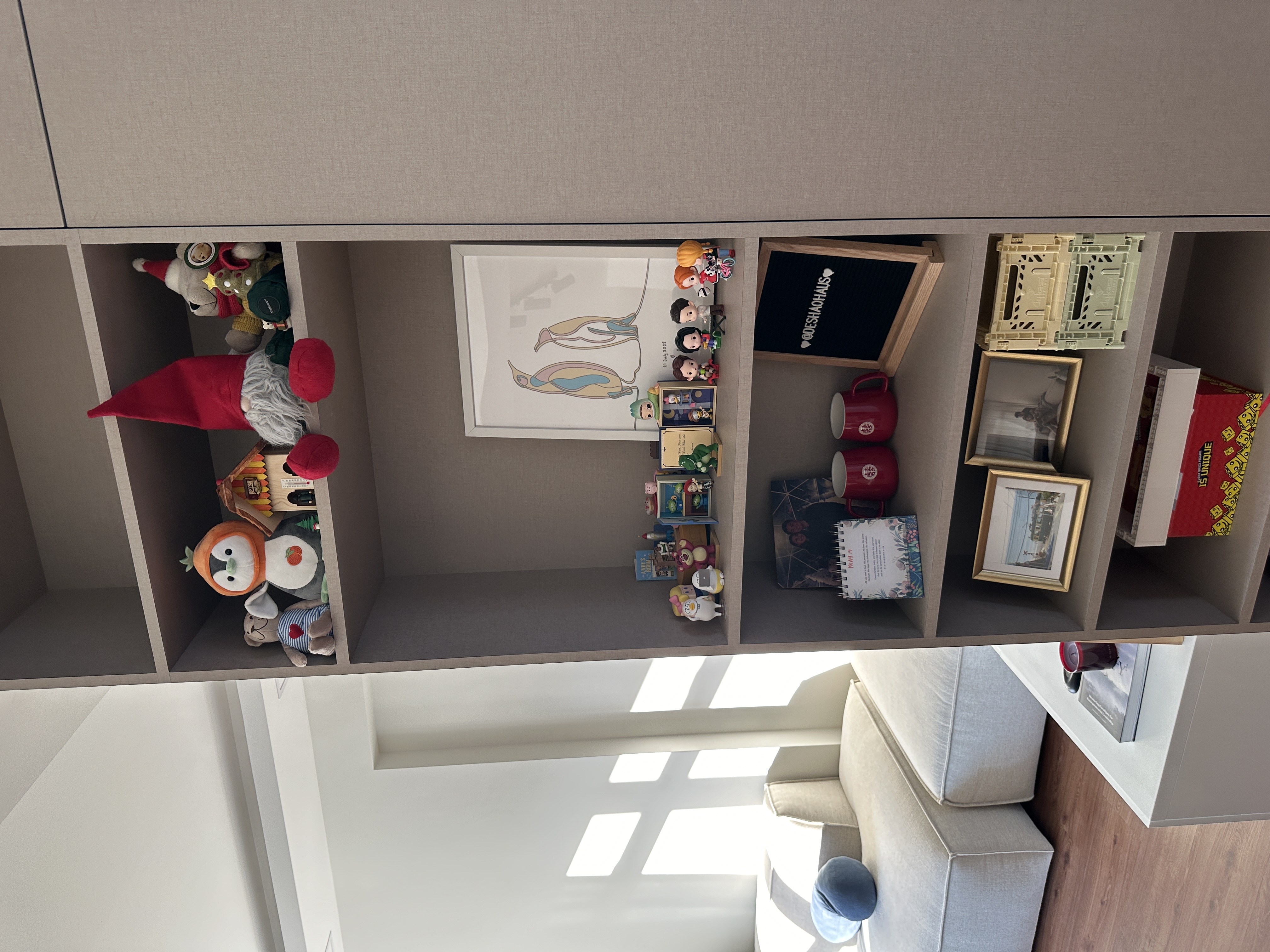 Entryway: Functional and well thought walkway into our home  - shelf, storage, compartments, decorative items, toys, framed