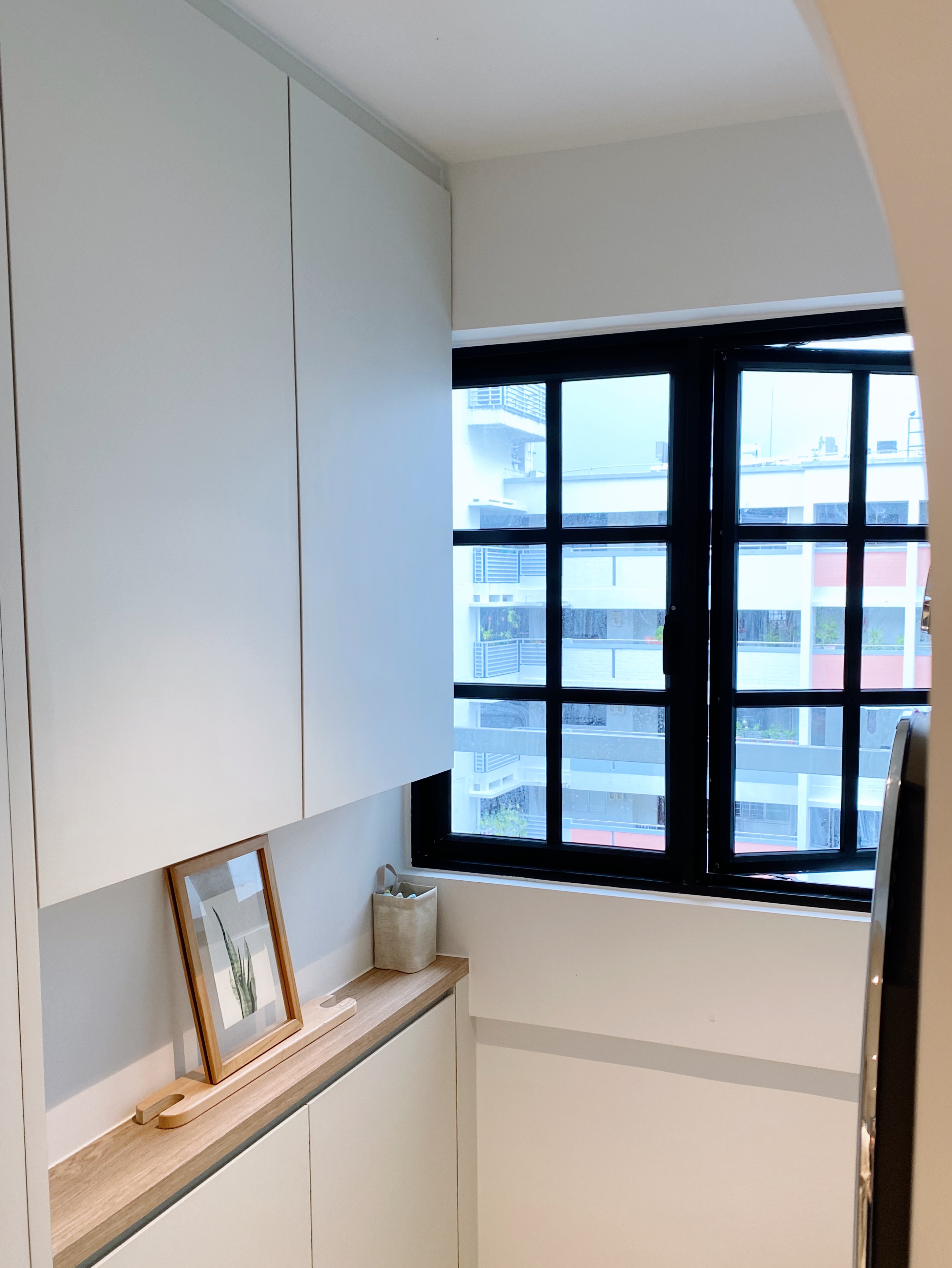 Spoilt by the service yard experience - White kitchen cabinets, minimalist design, modern interior, open shelving, wooden