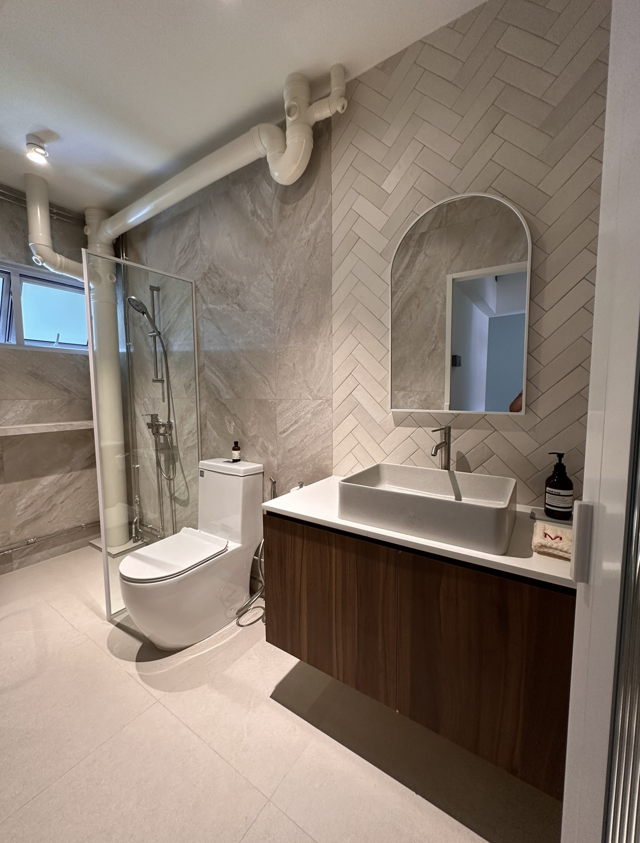 Join us in building our 3 bathrooms! - modern bathroom, contemporary design, spacious room, glass shower enclosure, white