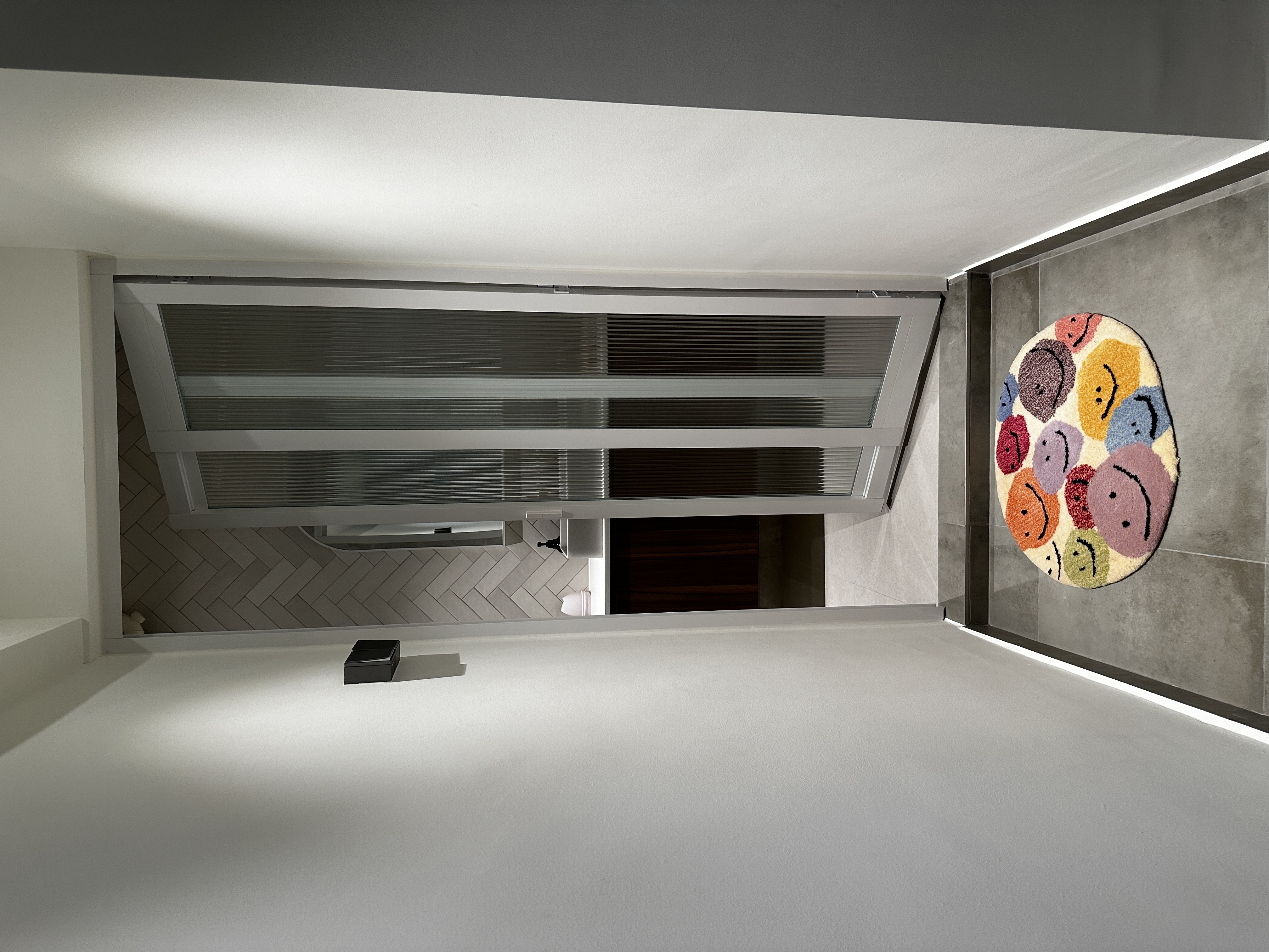 Join us in building our 3 bathrooms! - modern minimalist kitchen, sleek cabinetry, white ceiling, herringbone tile