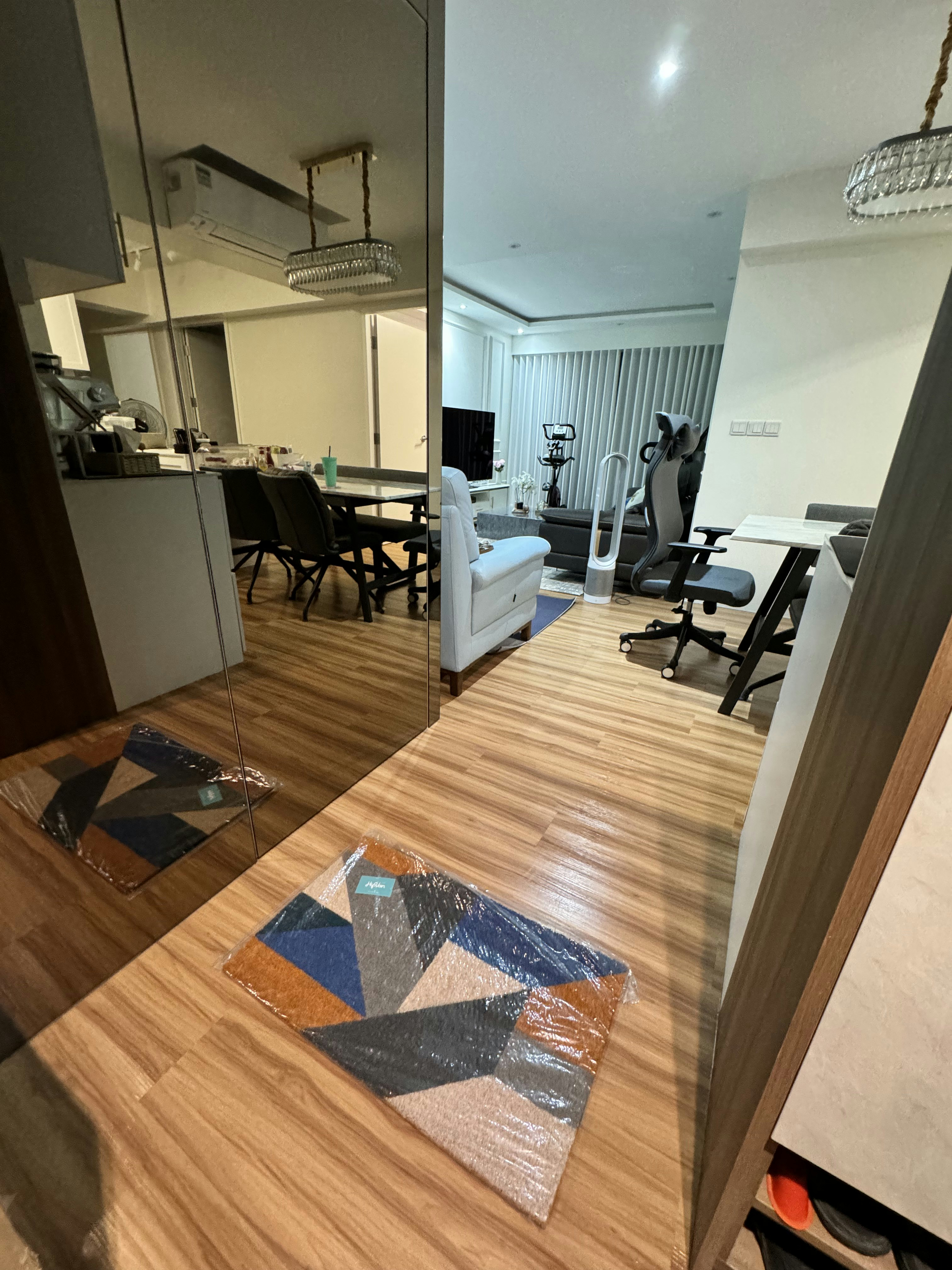 Cozy vibe with modern victorian style - Wooden floor, modern interior, dining area, kitchen, living room, exercise equipment