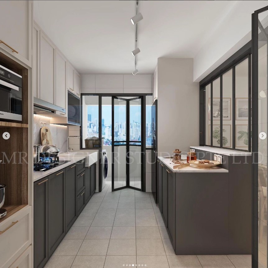 Renders coming to life! - Modern kitchen with sleek design, spacious layout, contemporary appliances, large windows offering