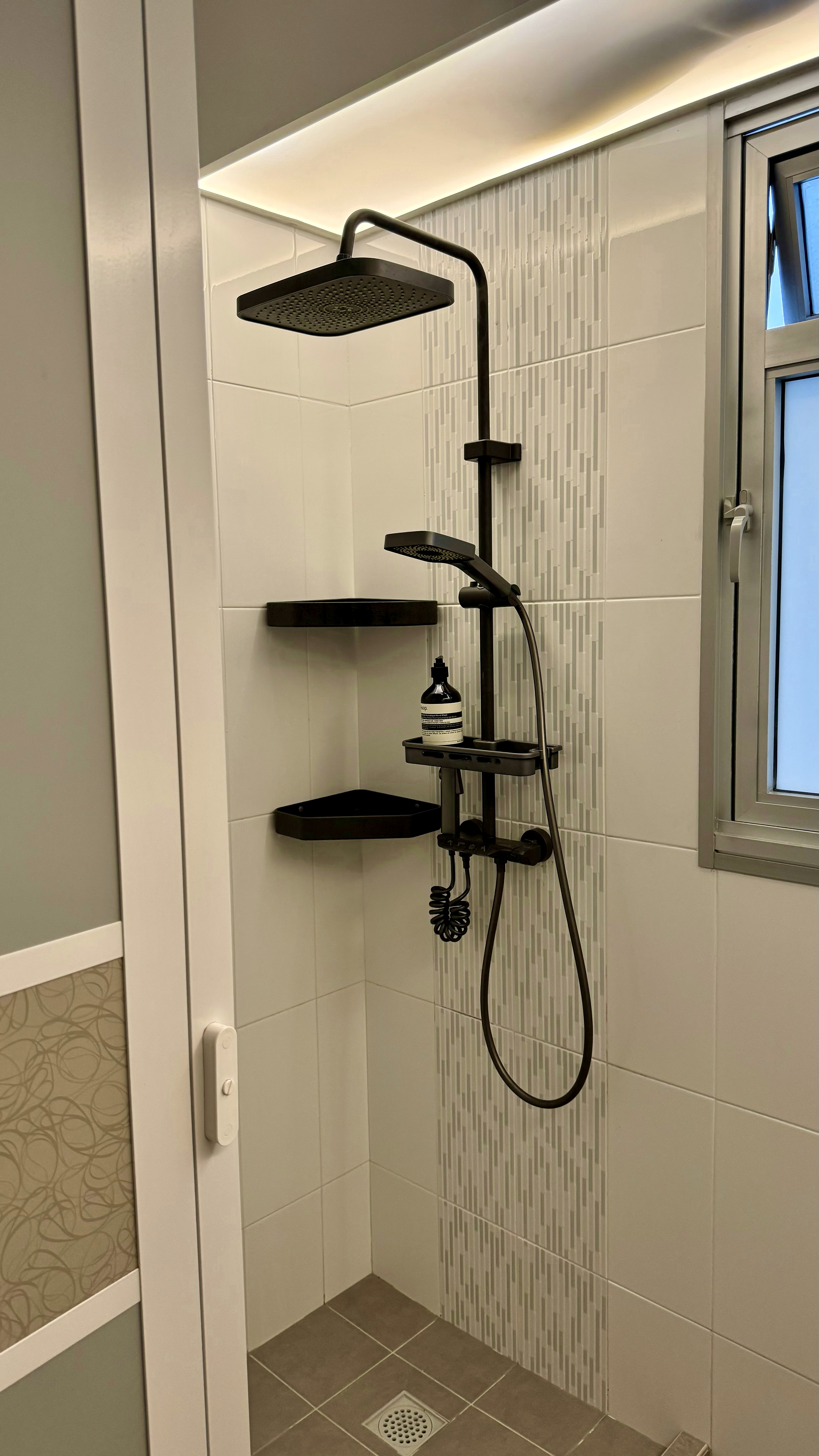 Transforming Our Bathrooms: LED Vibes with minimal budget - Modern bathroom, contemporary design, sleek fixtures, black