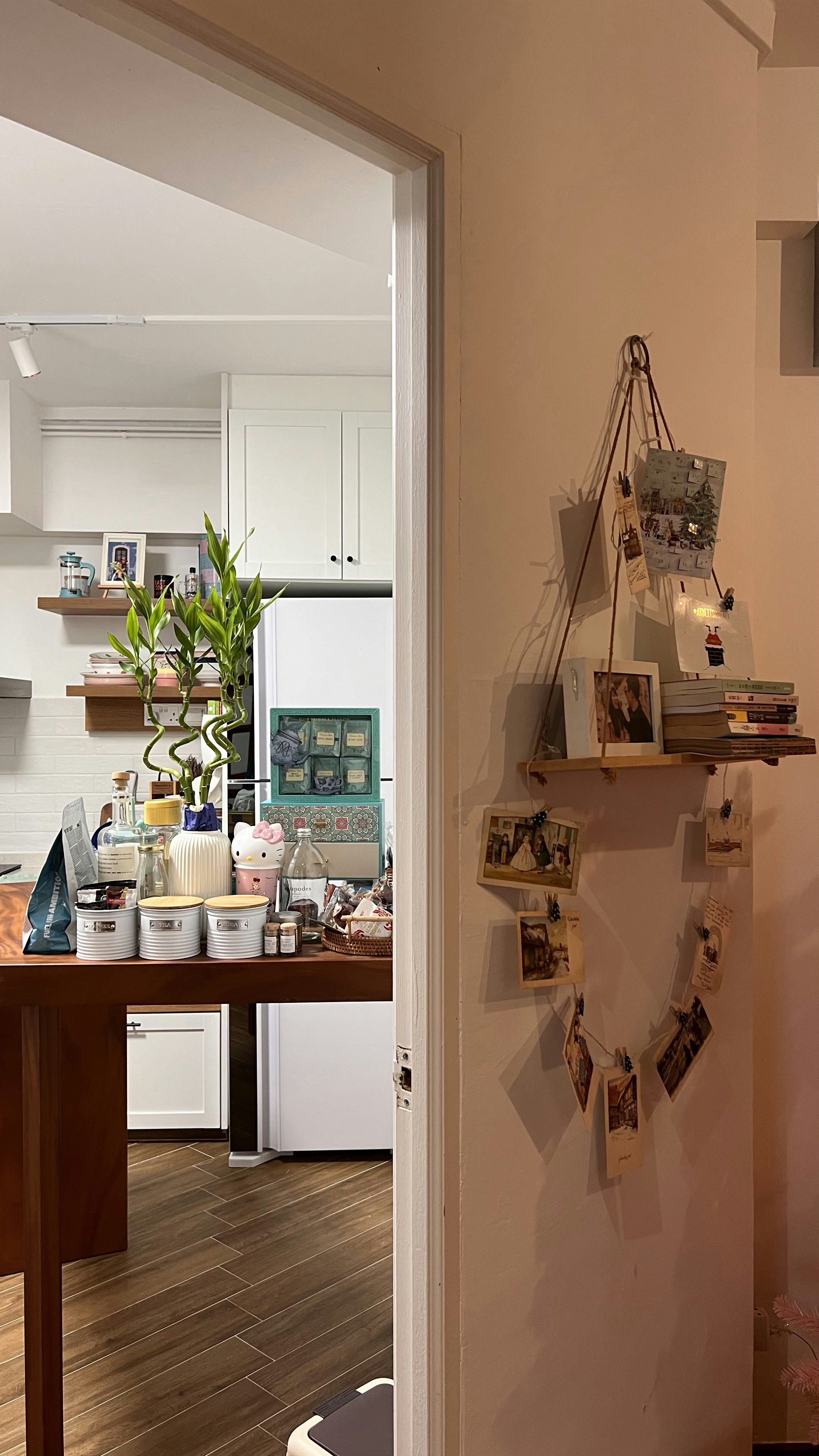Cozy corners in our Classic Farmhouse that reminds us of our travels - Wooden kitchen counter, kitchen appliances, white