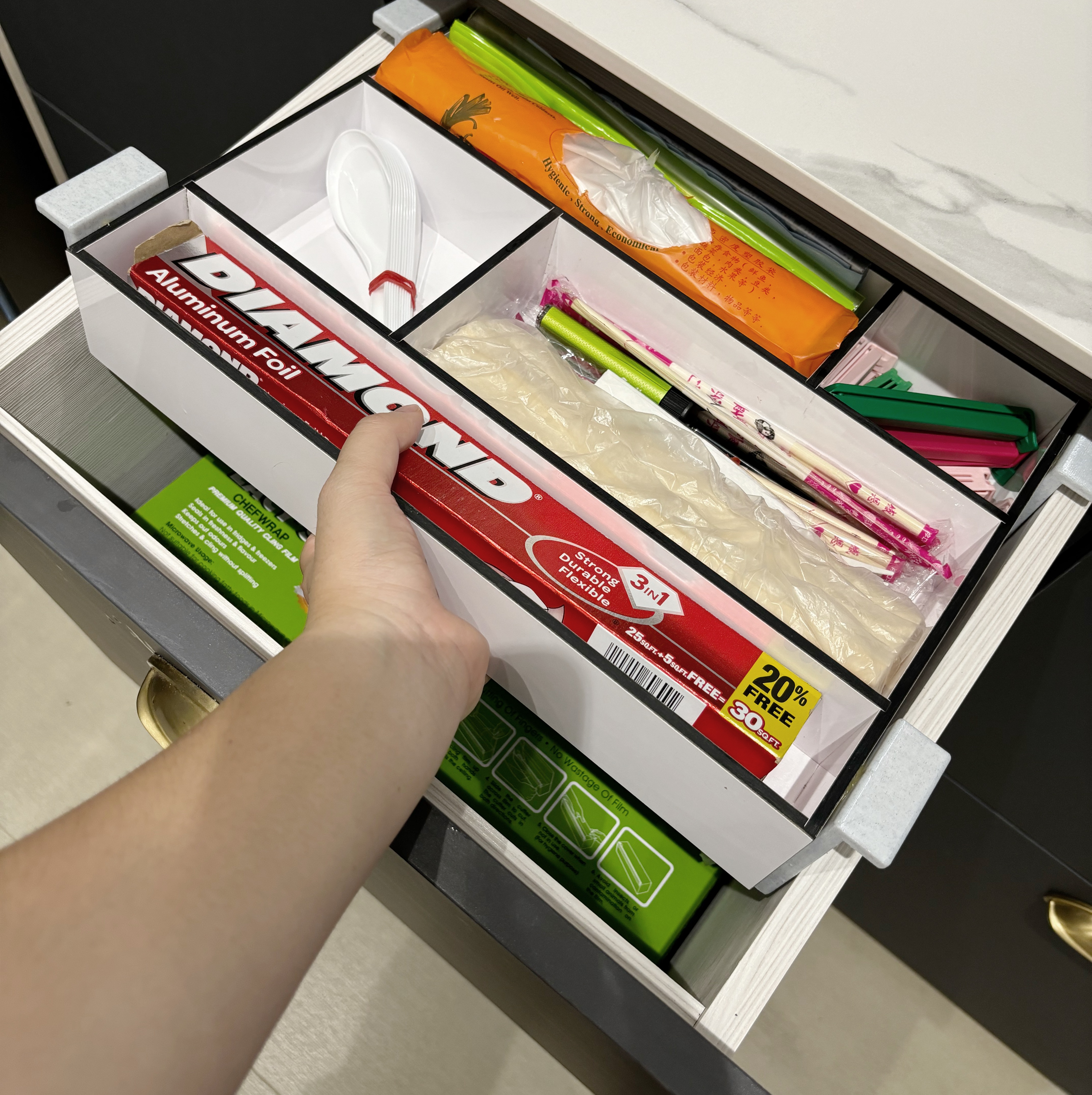 Home organization hacks for a more efficient home! - DIAMOND Aluminum Foil, 3-in-1 Flexible and Strong, 20% off, 250g, 500ml