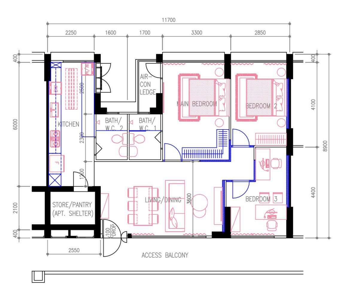Coziness with a splash of wood and clean lines | Mid-Century Reno <70K - Multi-functional living space with kitchen
