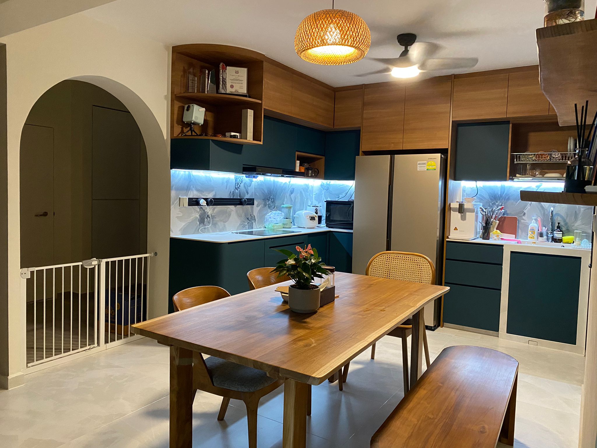 Instead of hacking, I created a wall! Reno about $60k+! - Wooden dining table, modern kitchen, cozy dining area, wooden