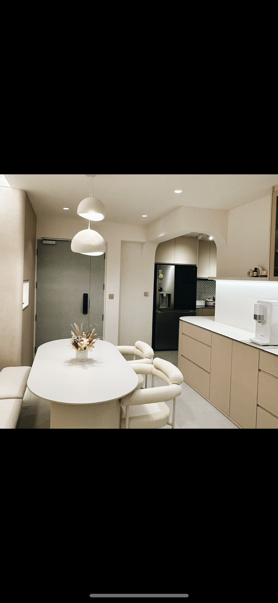 Our 93sqm modern minimalist home  - Modern kitchen with minimalist design, neutral color palette, sleek furniture, white