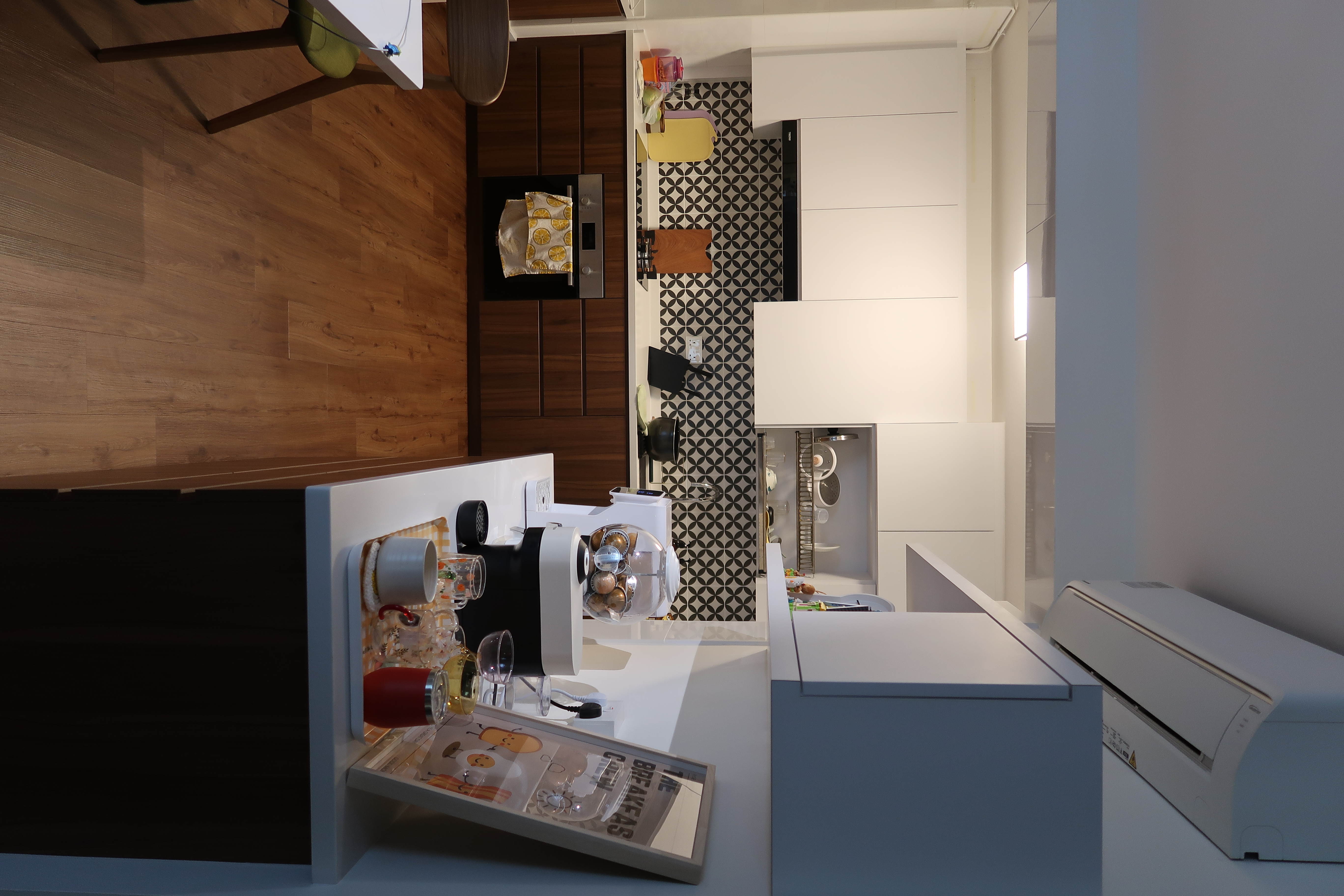 House-Hunting: our 5 year old resale flat was a love at first sight - Wooden kitchen floor, modern kitchen design, white