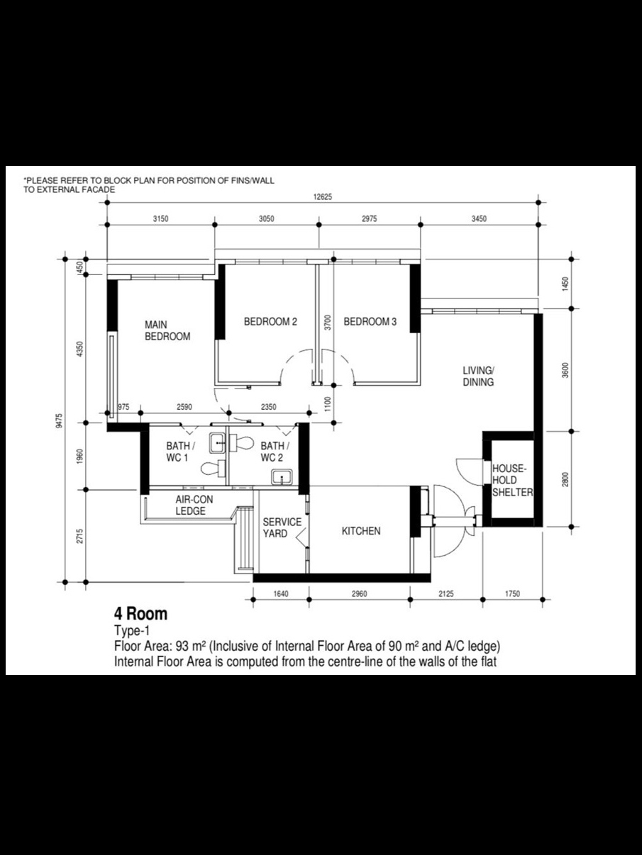 Elegance Redefined with Dark Contemporary Theme - $37K Renovation  - 4 Room Type-1, 93 m² floor area, inclusive of internal