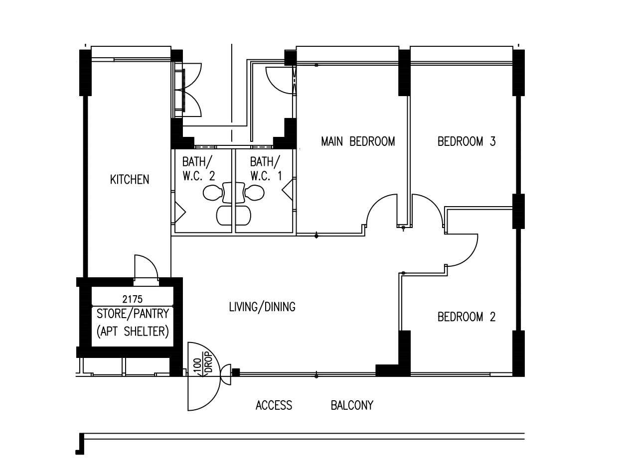 reviving resale HDB corridor unit with mid-mod twist! - Multi-functional living space with a kitchen, dining, and living