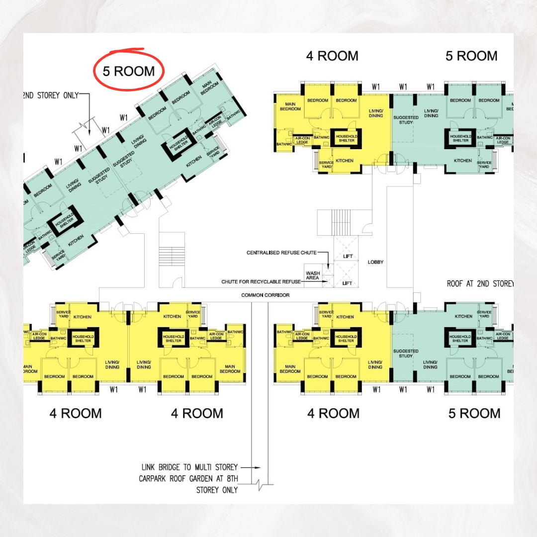 Journey of Discovery: Finding our Dream Home - Multi-storey apartment layout, 5 rooms, 4 rooms, Centralised refuse chute