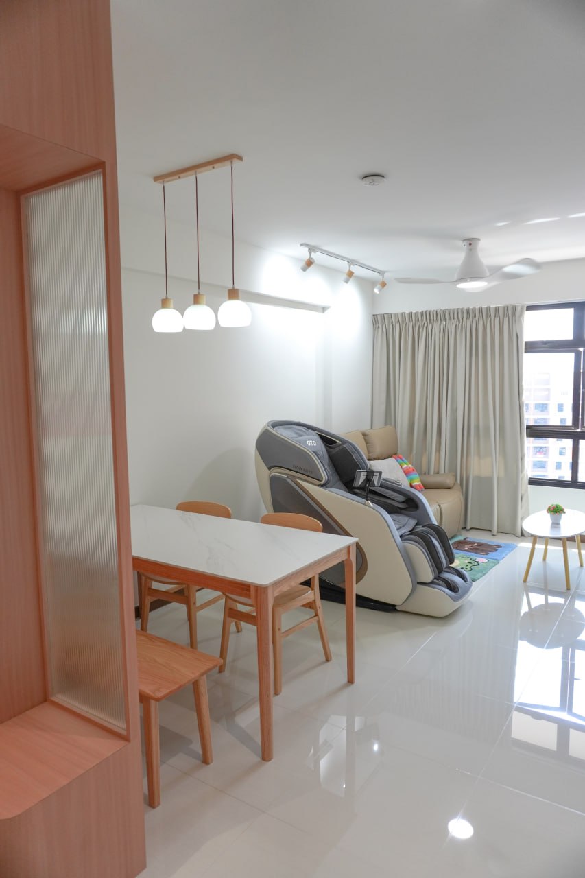 A Japandi Home with a Blue Heart under $30k - Modern living room with sleek design, minimalist furniture, spacious layout
