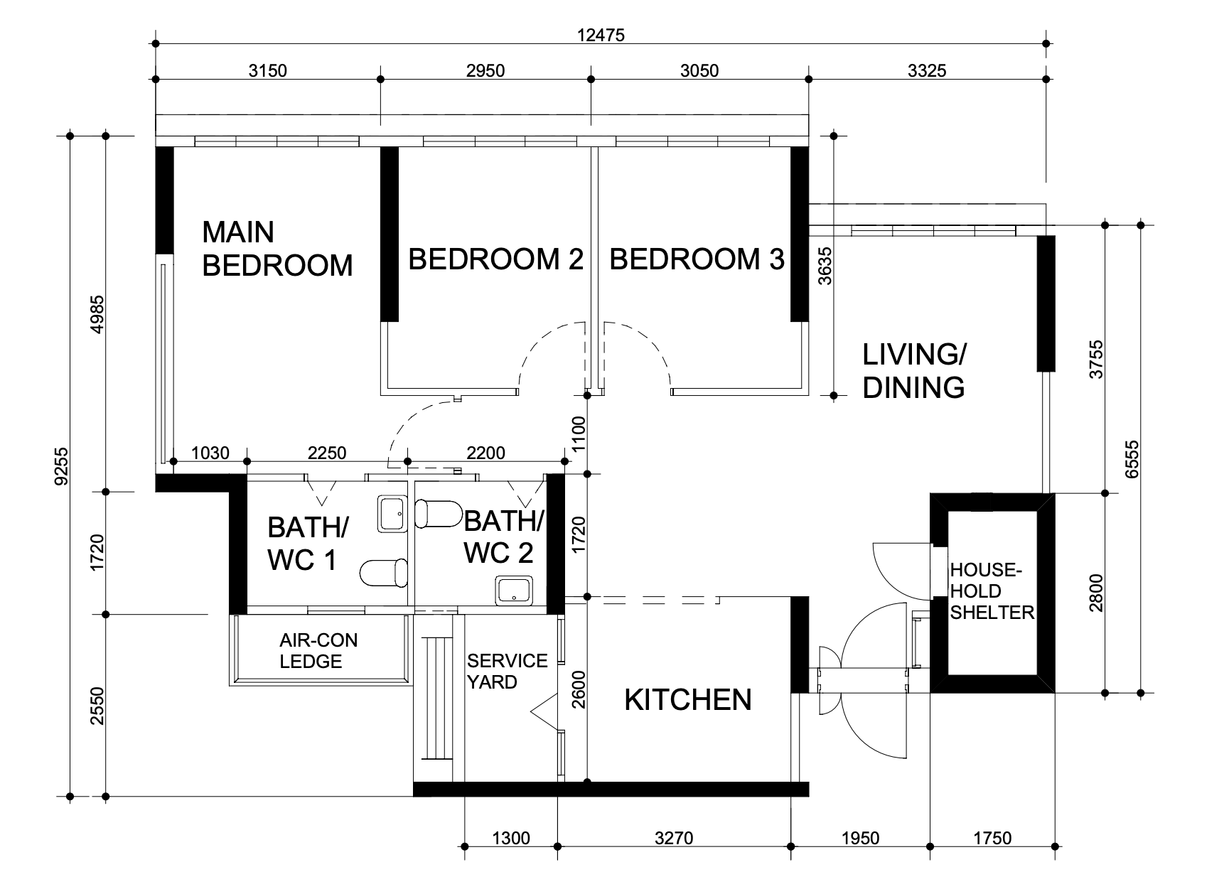 Inside a practical Modern Mediterranean 4RM BTO - Multi-functional living space with three bedrooms and a kitchen