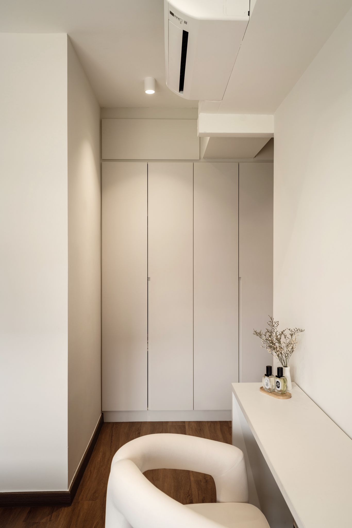 Inside our 5room Japanese inspired home - Minimalist interior, modern furniture, white cabinets, sleek design, minimalist