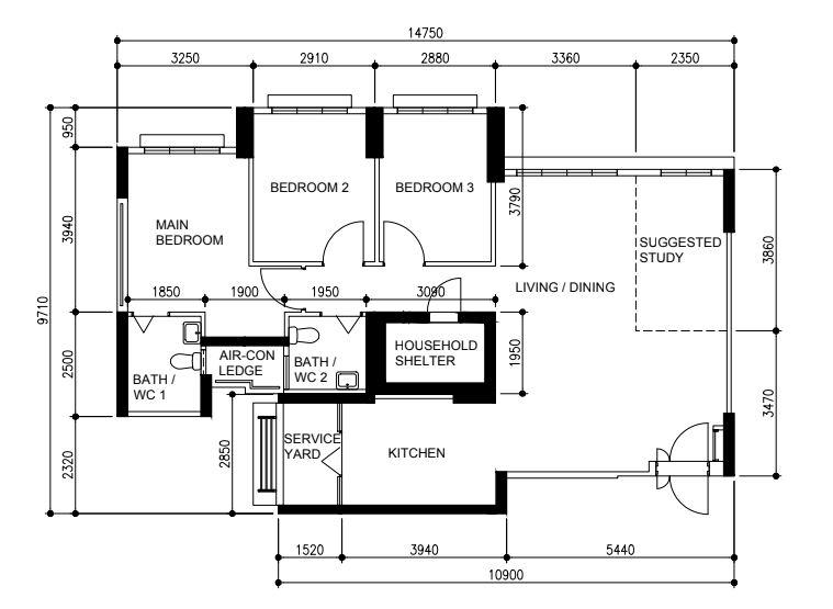 Inside The $70K Reno Of A Dark Minimalist Luxury 5-Room HDB Flat - Multi-story residential building layout, Detailed floor