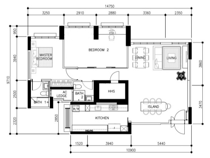 Inside The $70K Reno Of A Dark Minimalist Luxury 5-Room HDB Flat - Master bedroom, bedroom 2, living room, dining area