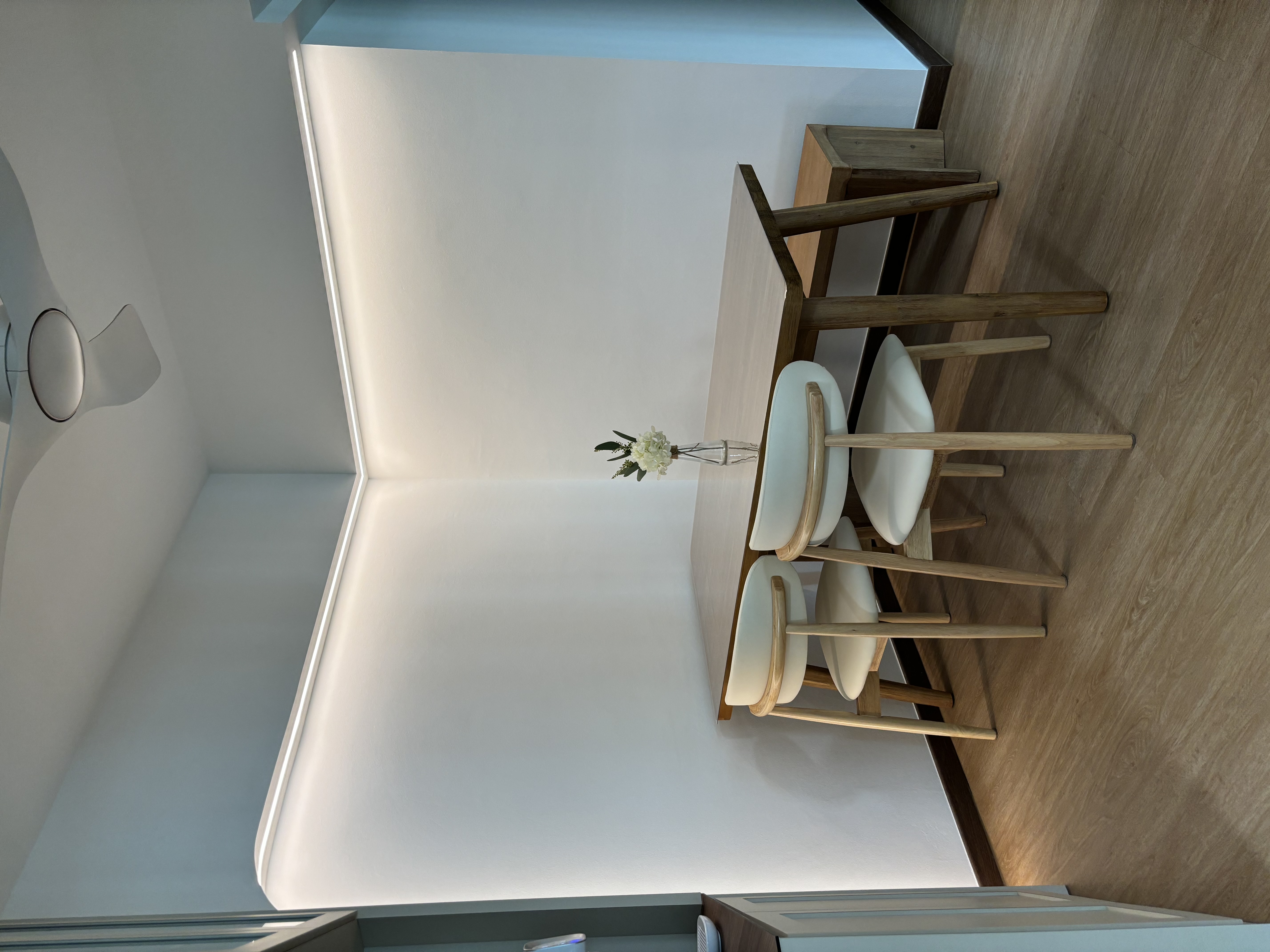 Bright, Airy & Relaxing 4-room Coastal Farmhouse at $40k - Modern minimalist dining room, sleek wooden dining chairs, soft